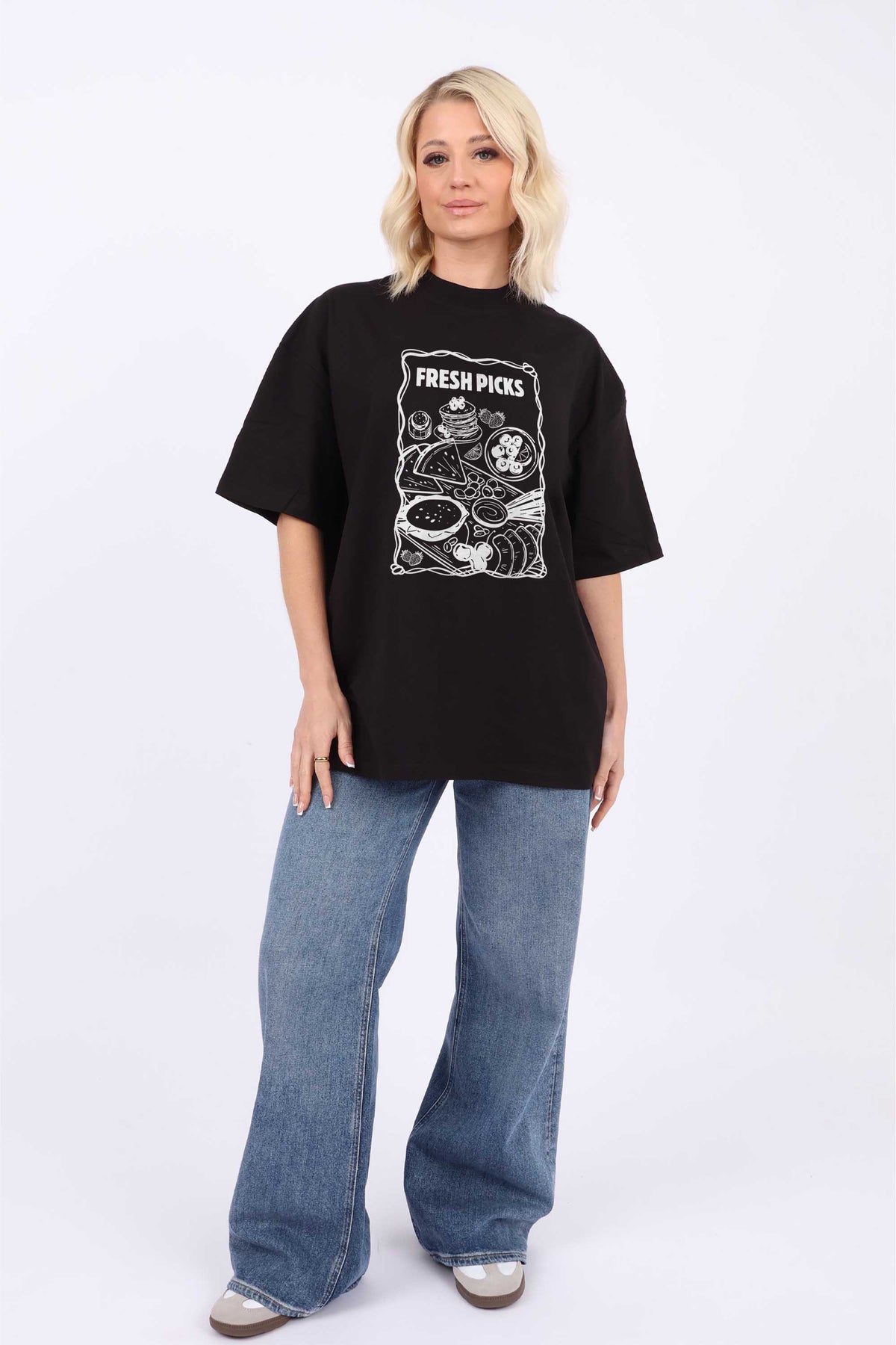 220GSM Oversized T-Shirt in Fresh Picks Picnic Print