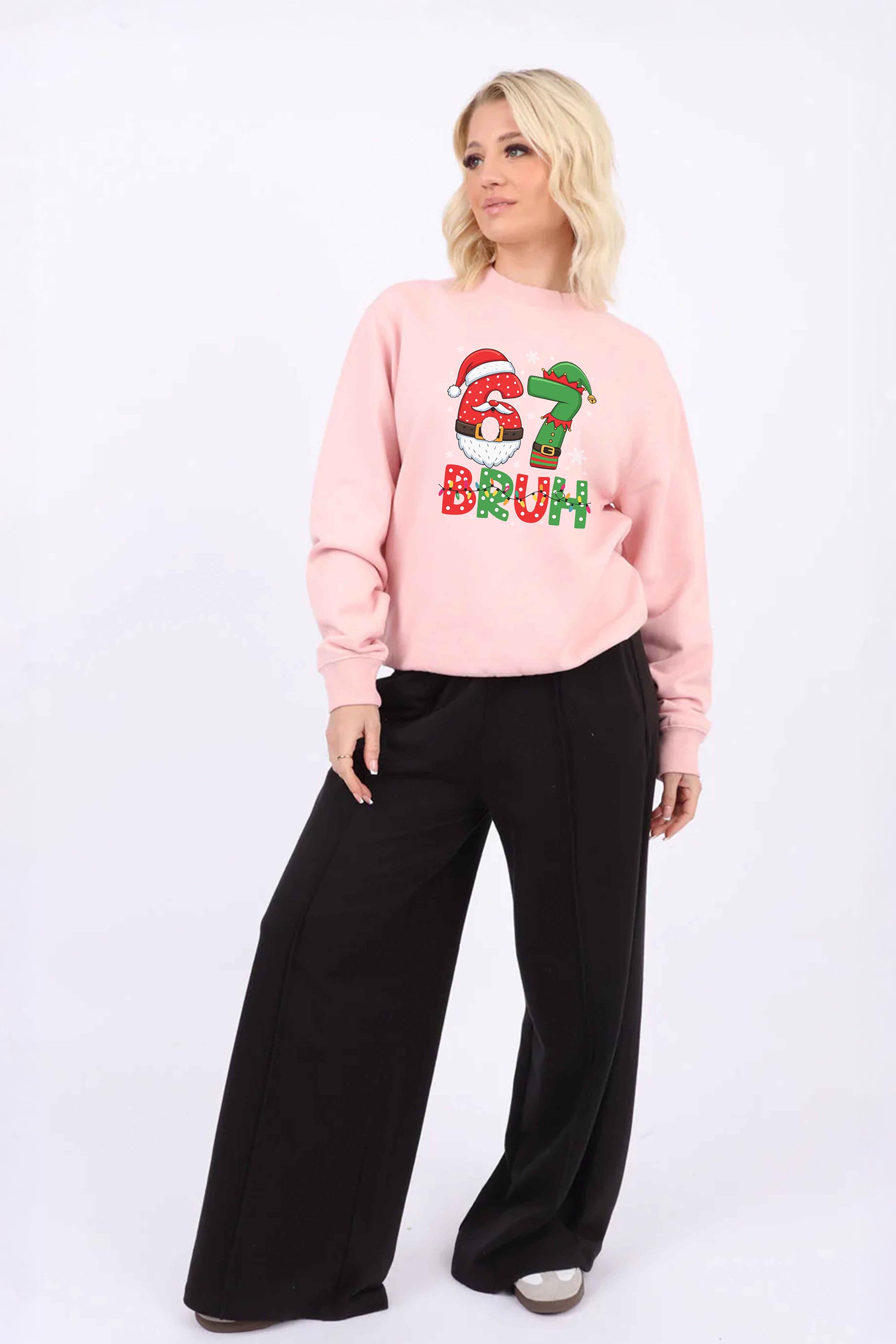 Womens 67 BRUH Christmas Graphic Printed Sweatshirts (Pack of 6)