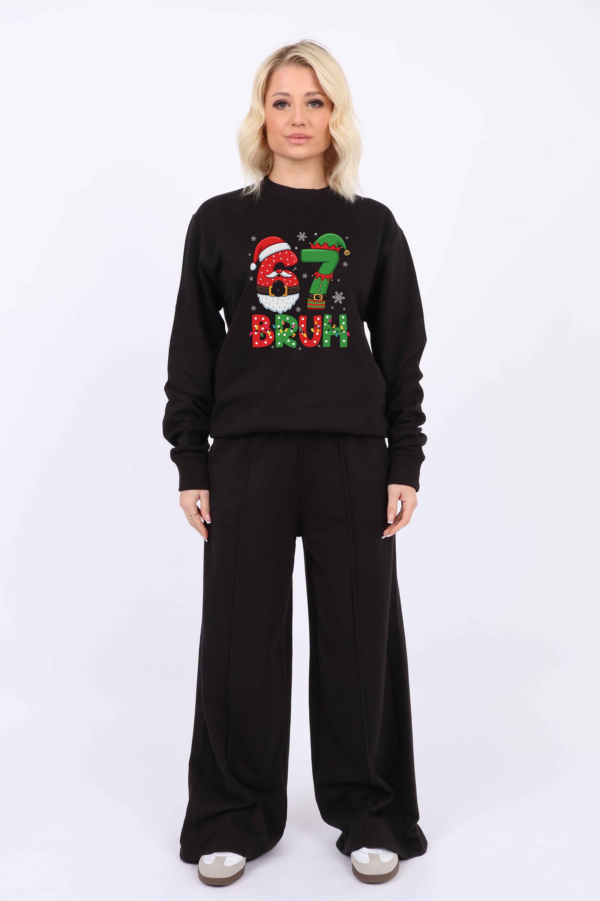 Womens 67 BRUH Christmas Graphic Printed Sweatshirts (Pack of 6)