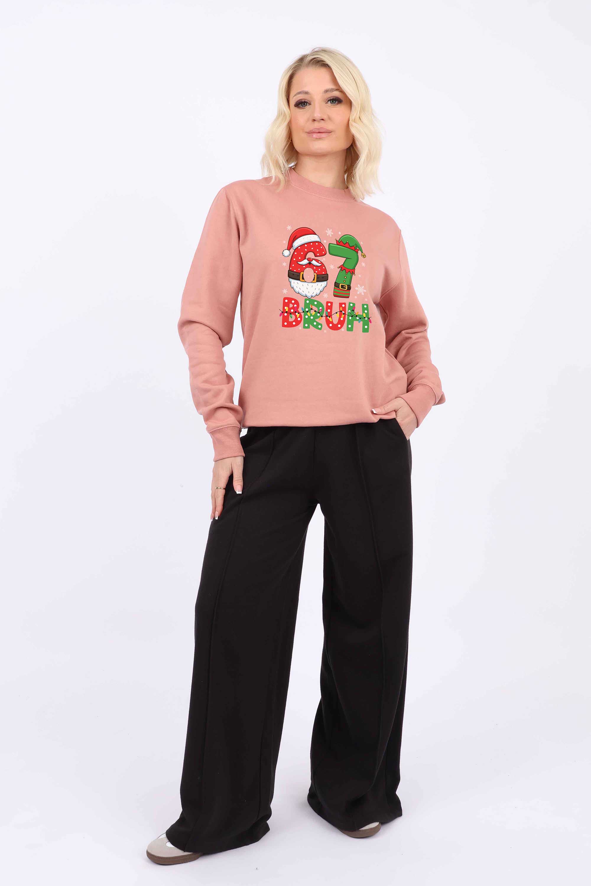 Womens 67 BRUH Christmas Graphic Printed Sweatshirts (Pack of 6)