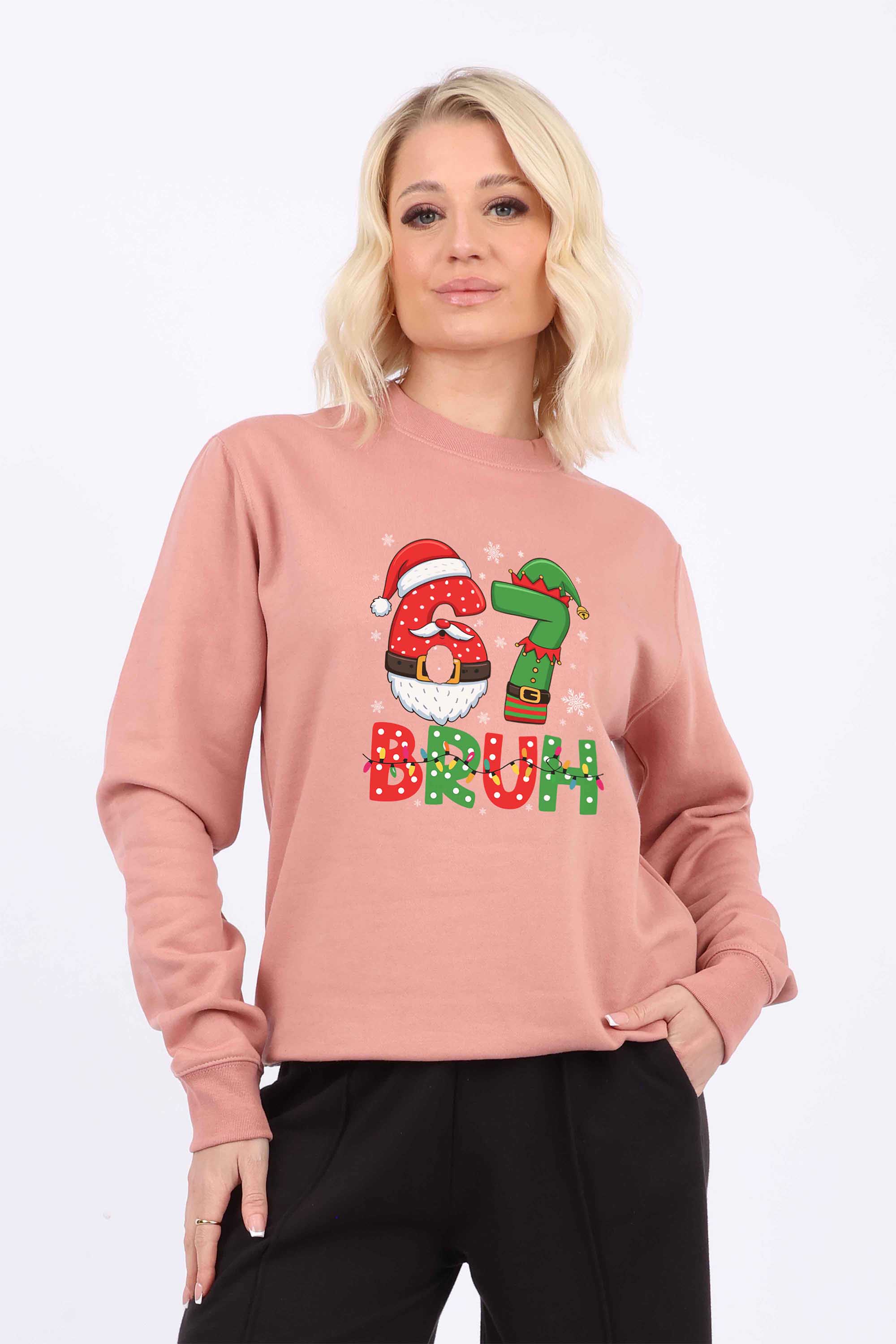 Womens 67 BRUH Christmas Graphic Printed Sweatshirts (Pack of 6)
