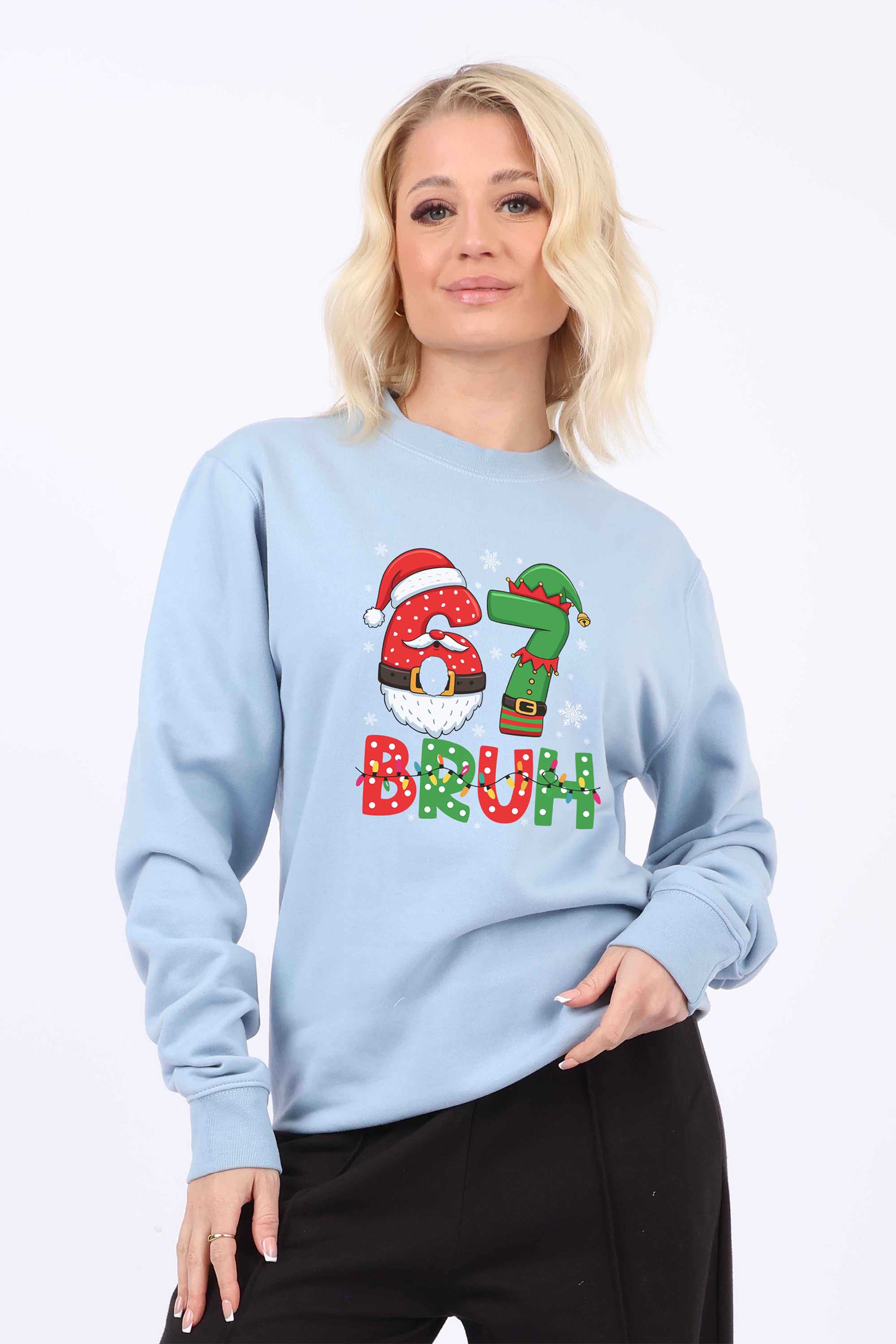 Womens 67 BRUH Christmas Graphic Printed Sweatshirts (Pack of 6)