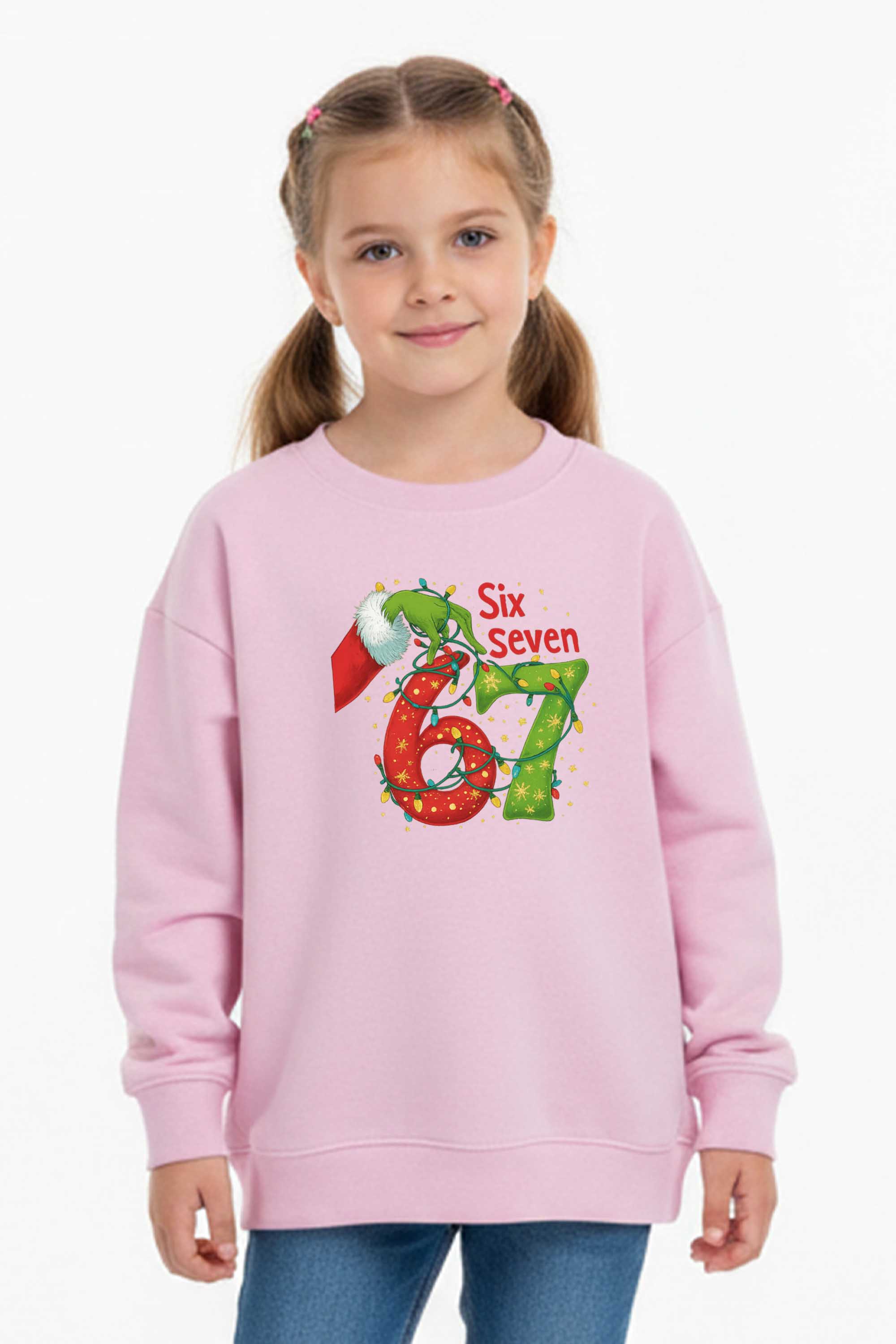 Kids Christmas Edition Six Seven Graphic Printed Sweatshirt
