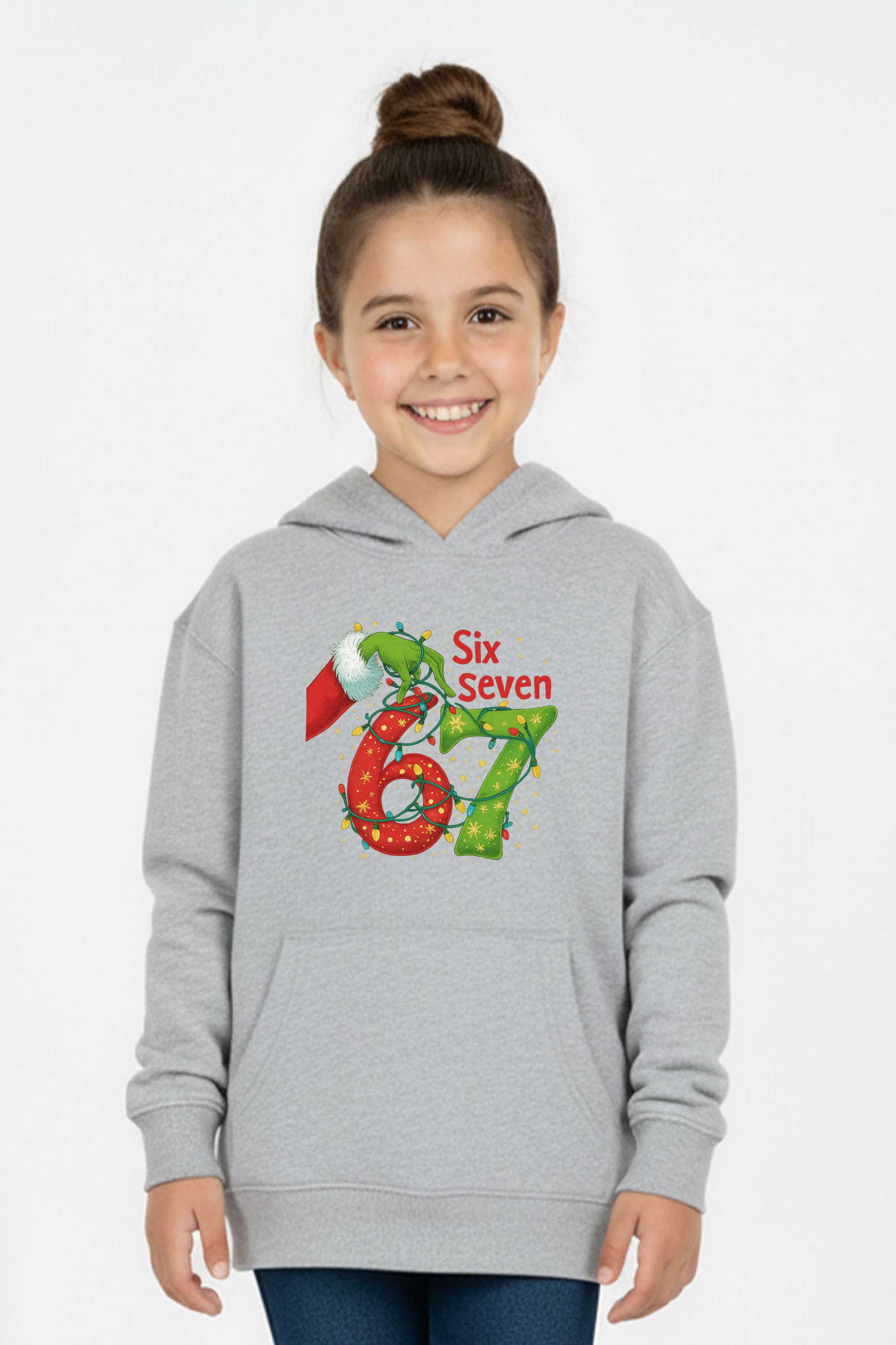 Kids Christmas Edition Six Seven Graphic Printed Hoodie