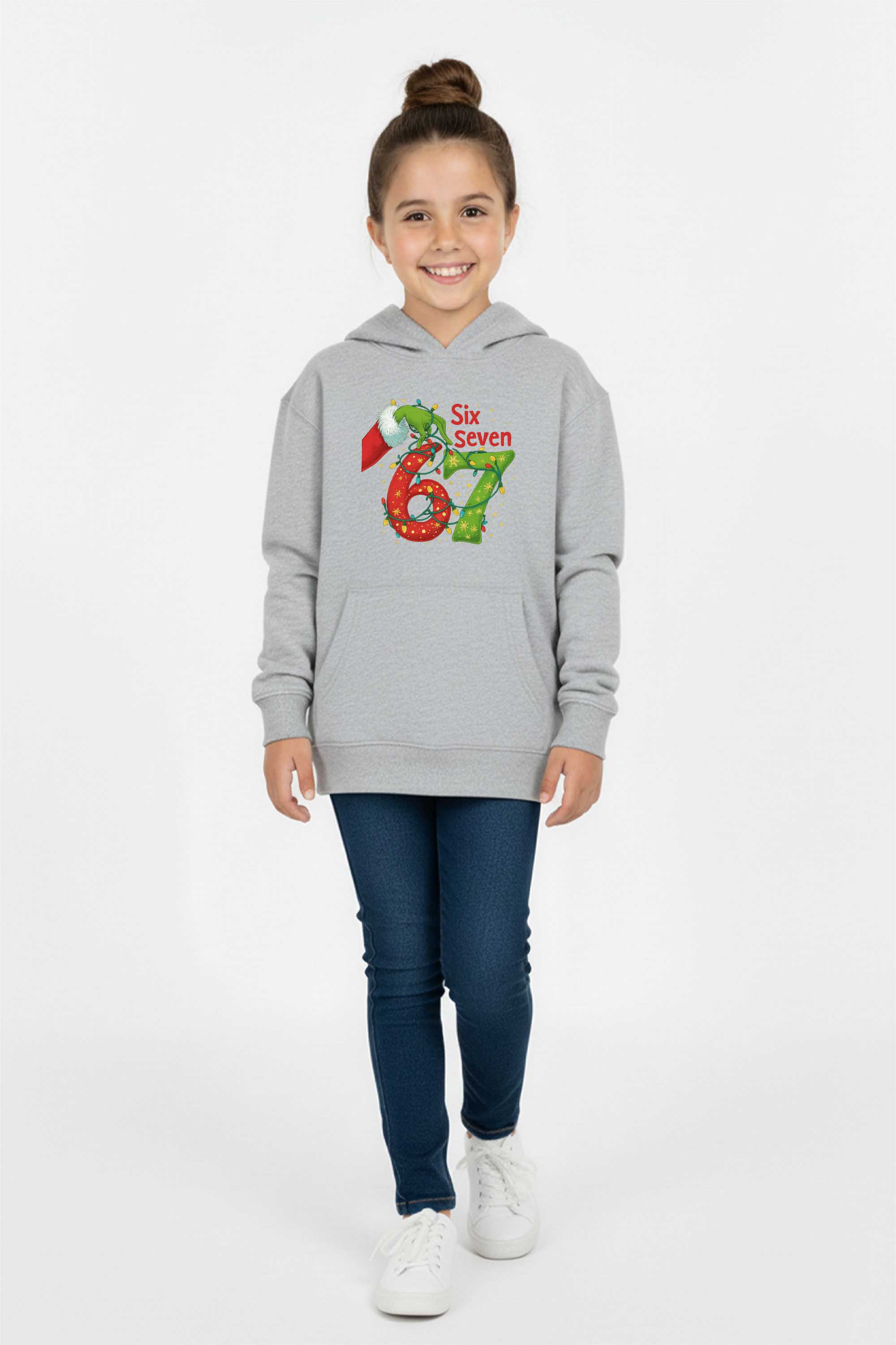 Kids Christmas Edition Six Seven Graphic Printed Hoodie