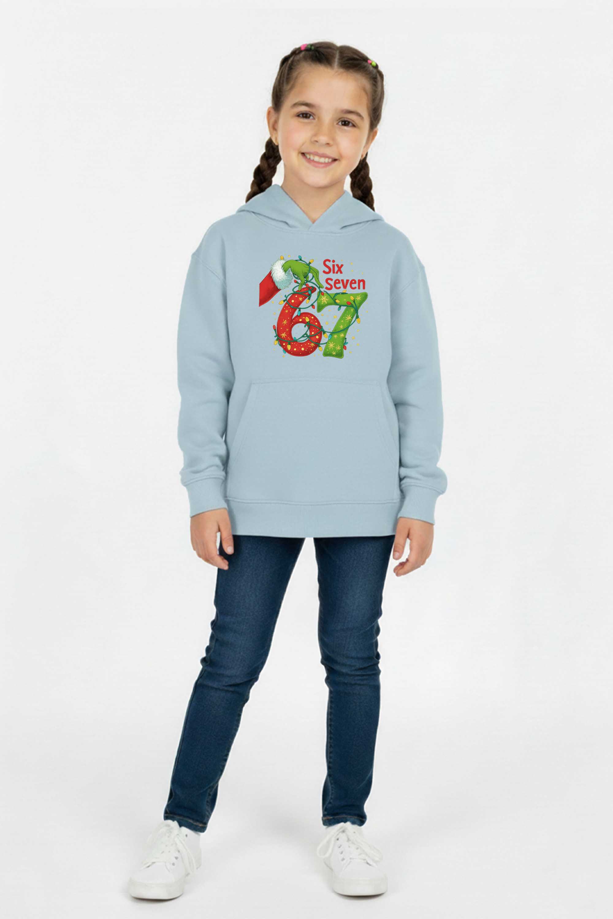 Kids Christmas Edition Six Seven Graphic Printed Hoodie
