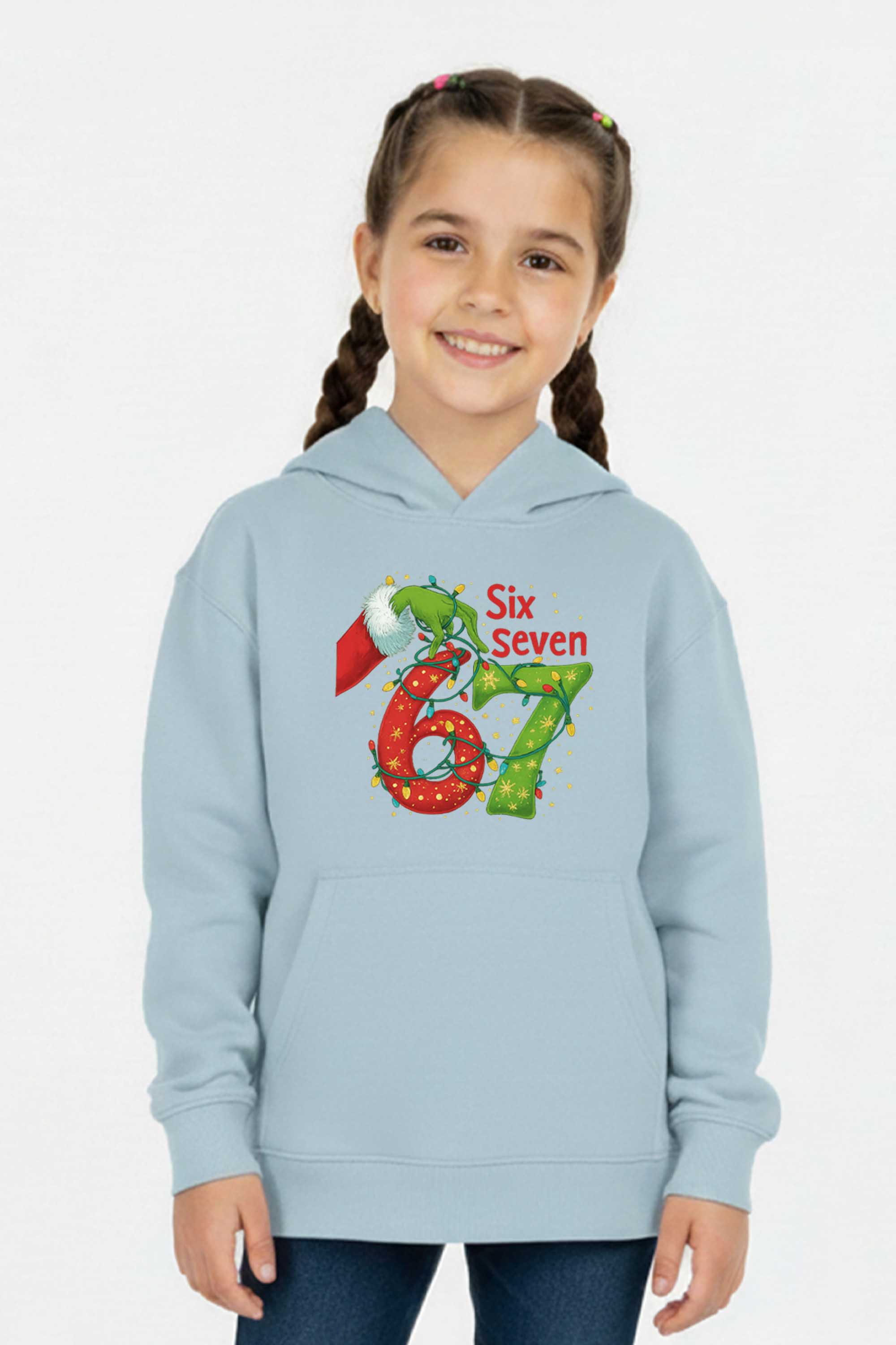 Kids Christmas Edition Six Seven Graphic Printed Hoodie