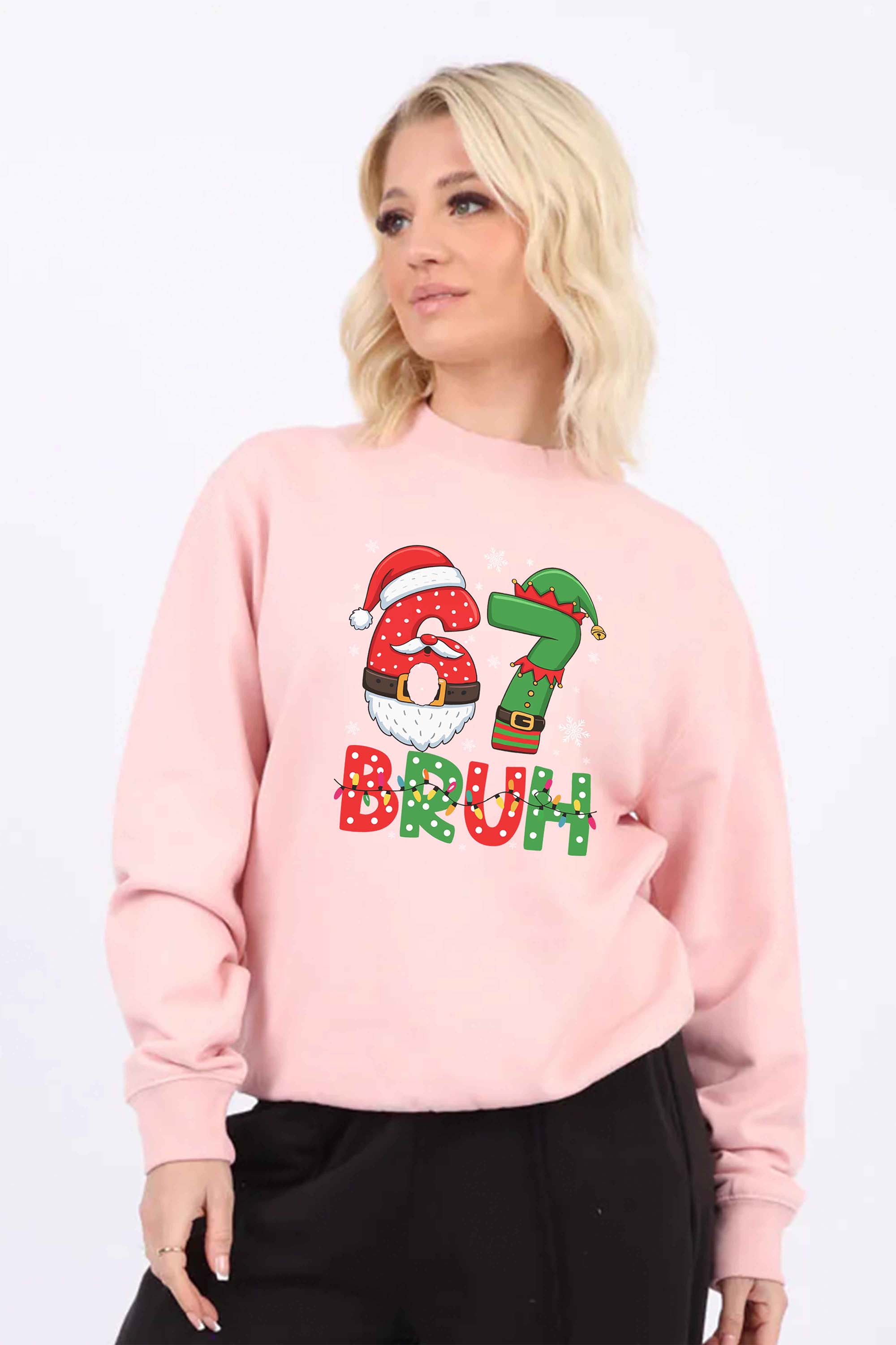 Womens 67 BRUH Christmas Graphic Printed Sweatshirts (Pack of 6)