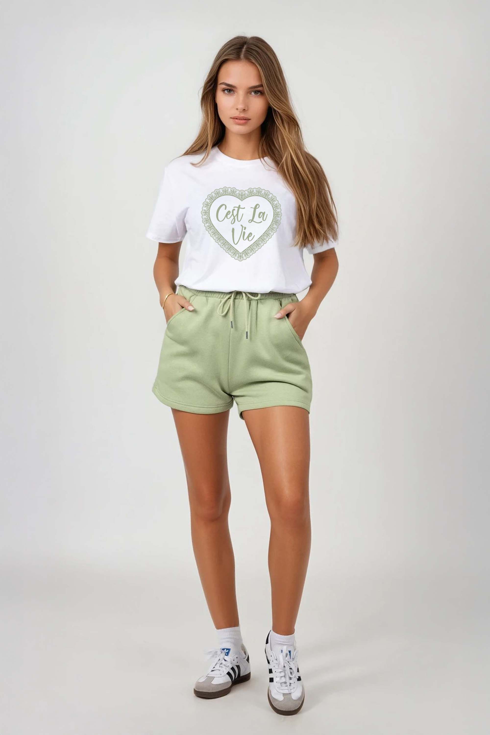 Regular Fit T-Shirt & LSF Short Sets In C’est La Vie Lace Print (Pack of 4 sets)
