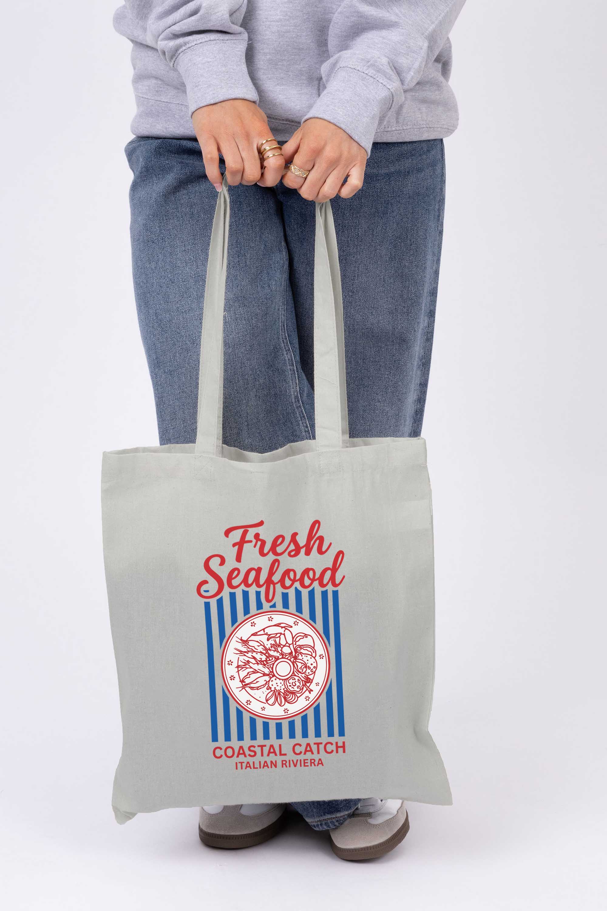 Fresh Seafood Printed Tote bag