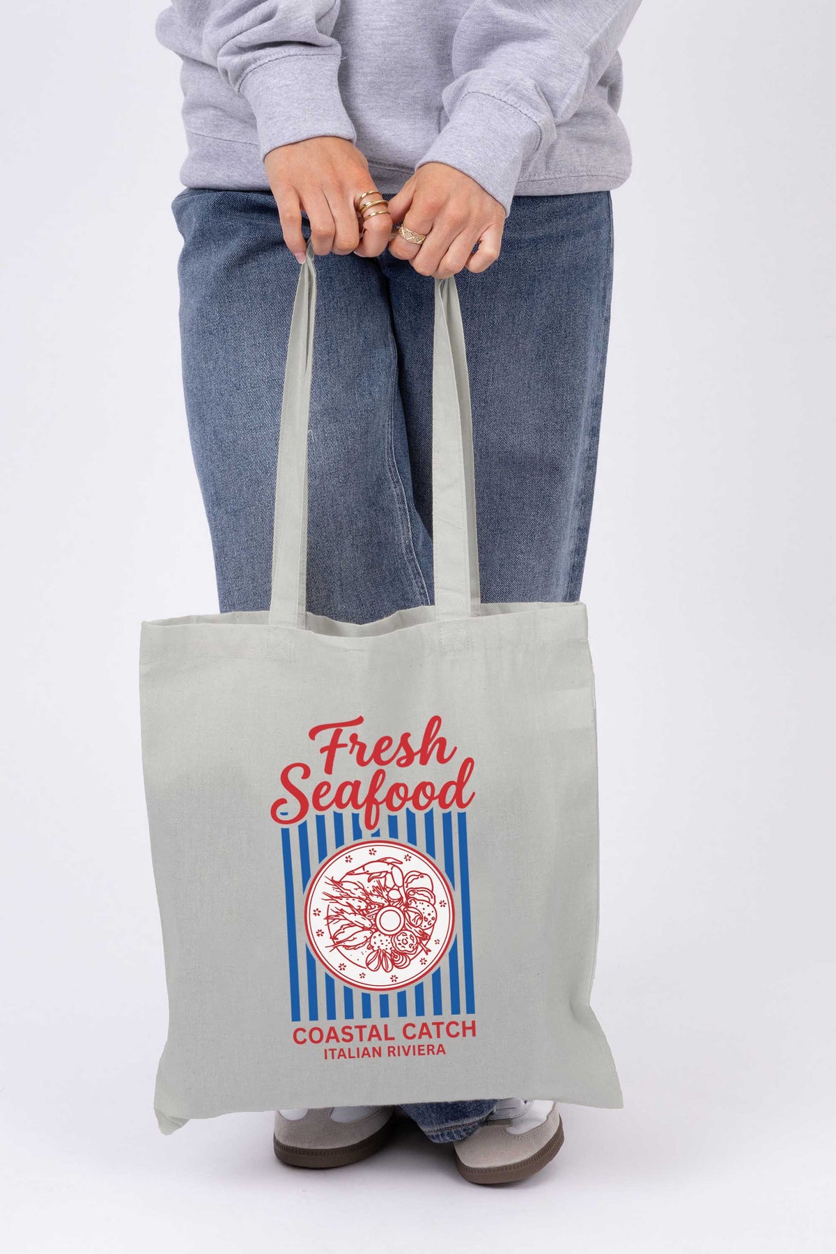 Fresh Seafood Printed Tote bag