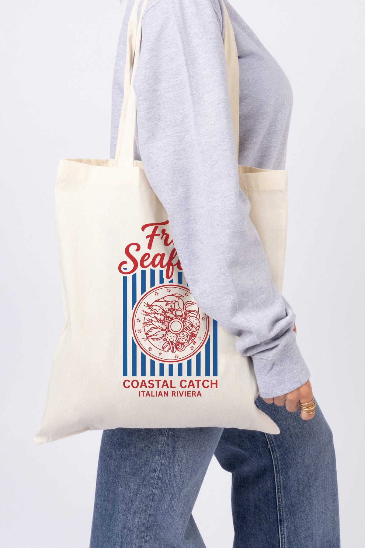 Fresh Seafood Printed Tote bag