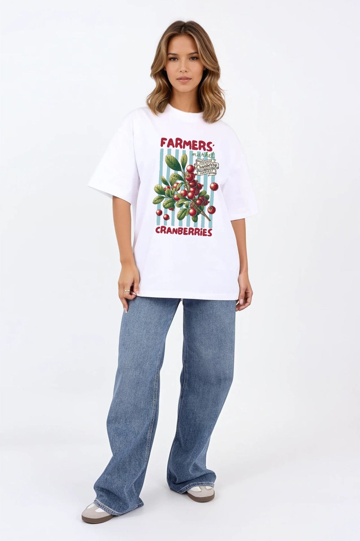 220GSM Oversized T-Shirt in Farmers Market Cranberries Print
