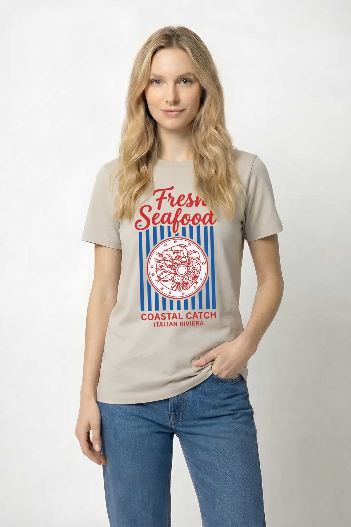 220GSM Regular Fit Fresh Seafood Printed T-Shirt