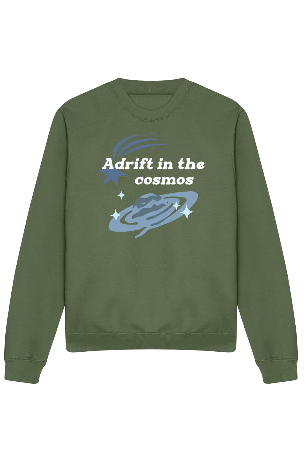 A DRIFT IN THE COSMOS SWEATSHIRT IN EARTHY GREEN (CUSTOM PACKS)