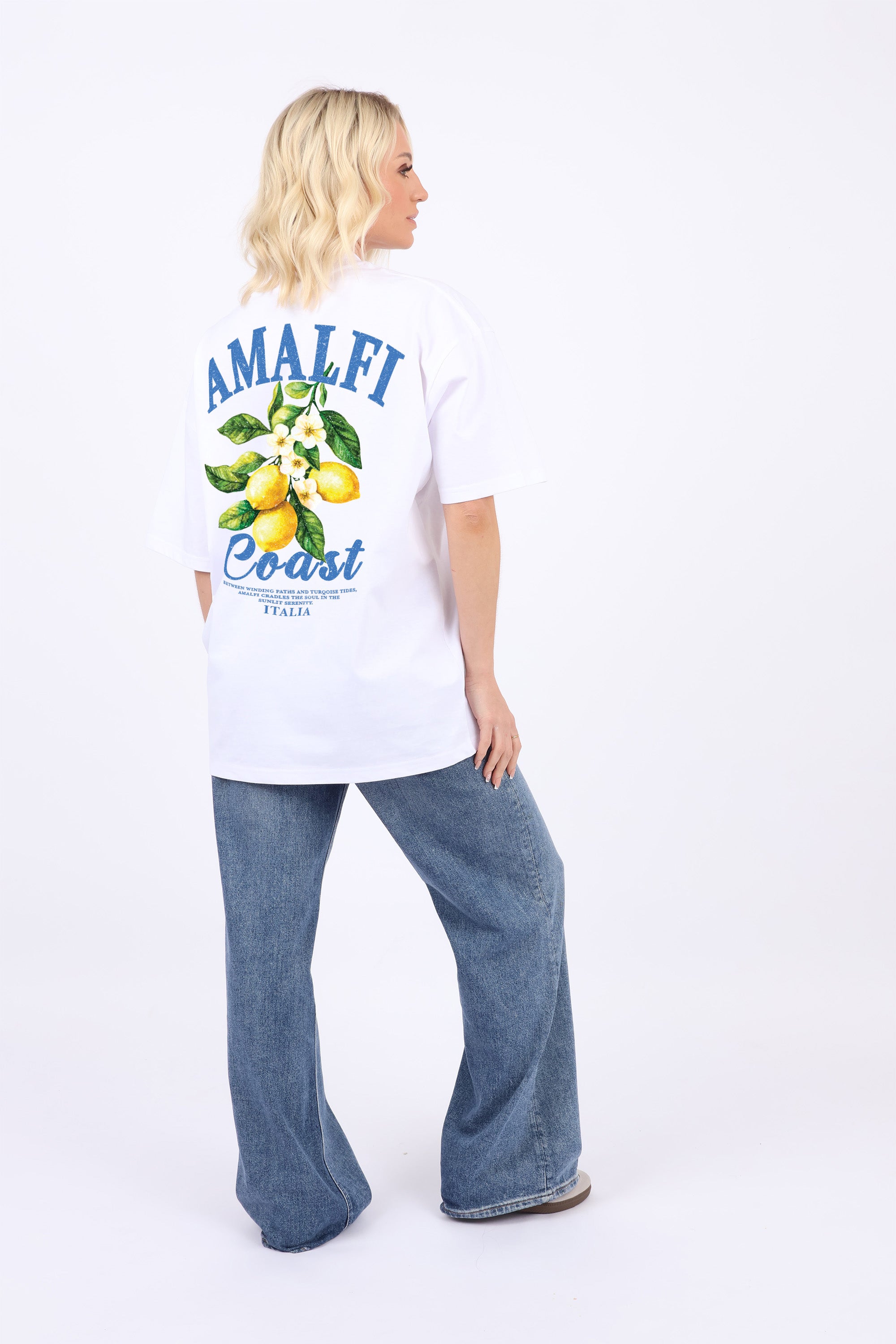 220GSM Oversize T-Shirt In Amalfi Coast Print (Custom Pack)