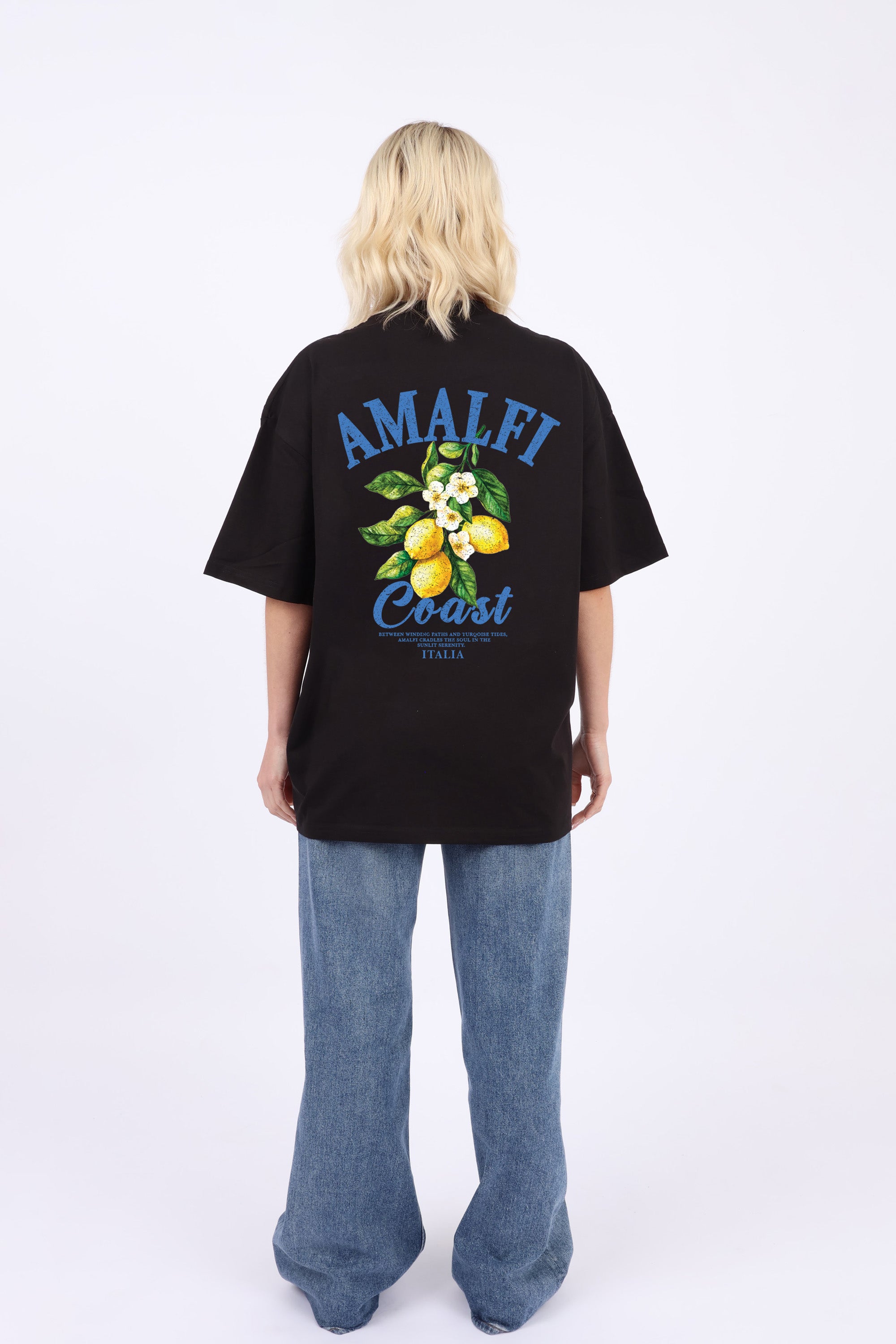 220GSM Oversize T-Shirt In Amalfi Coast Print (Custom Pack)