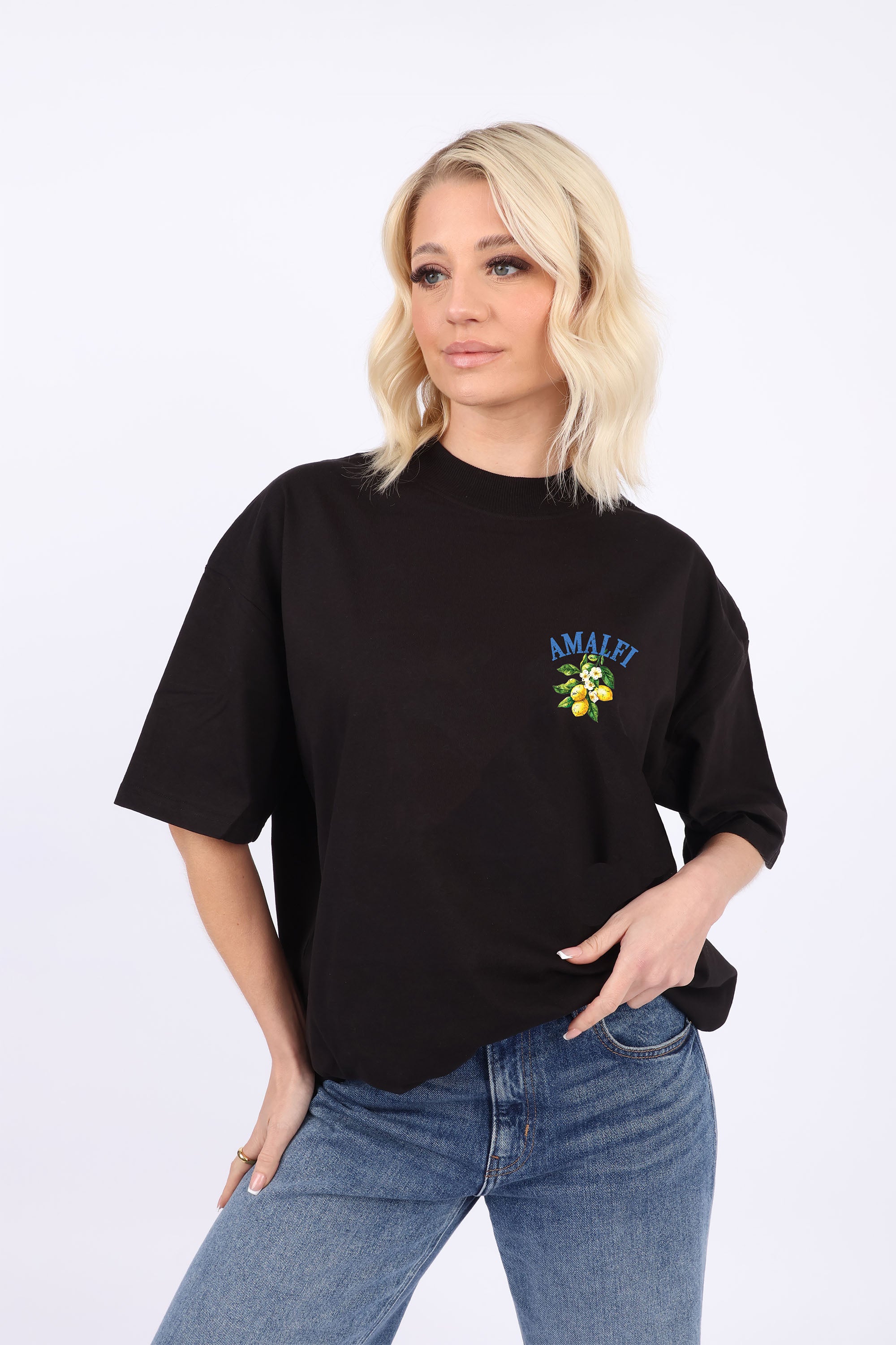 220GSM Oversize T-Shirt In Amalfi Coast Print (Custom Pack)
