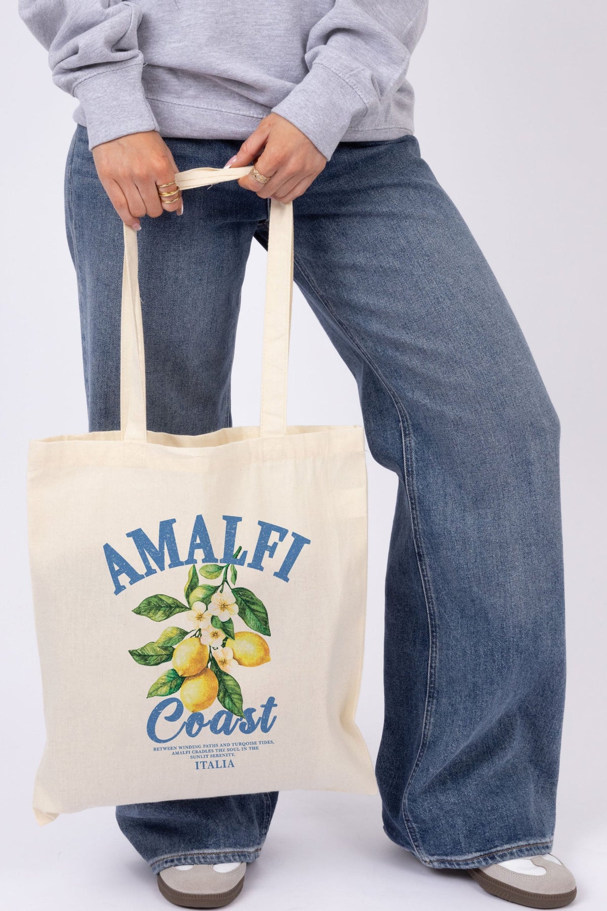 Amalfi Lemon Printed Cotton Tote Bag