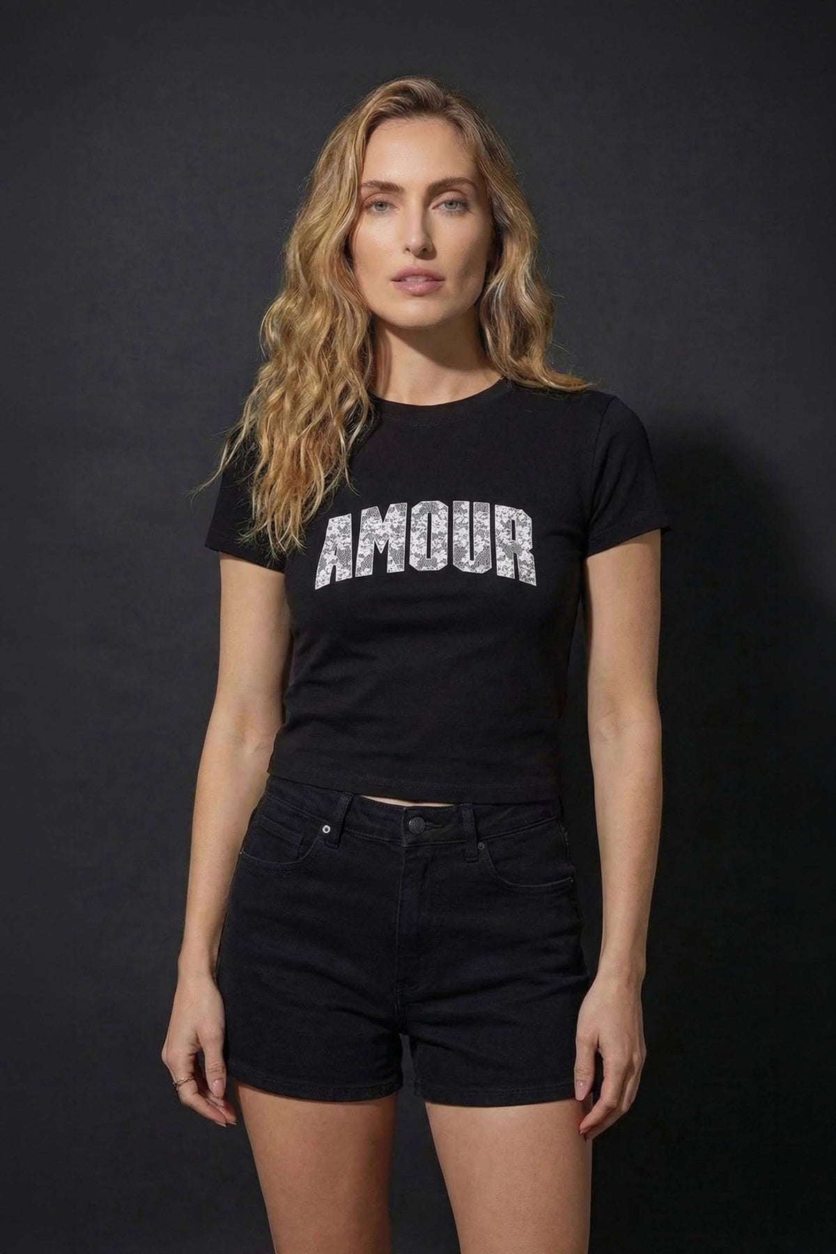 220GSM Amour Lace Printed Baby Tee