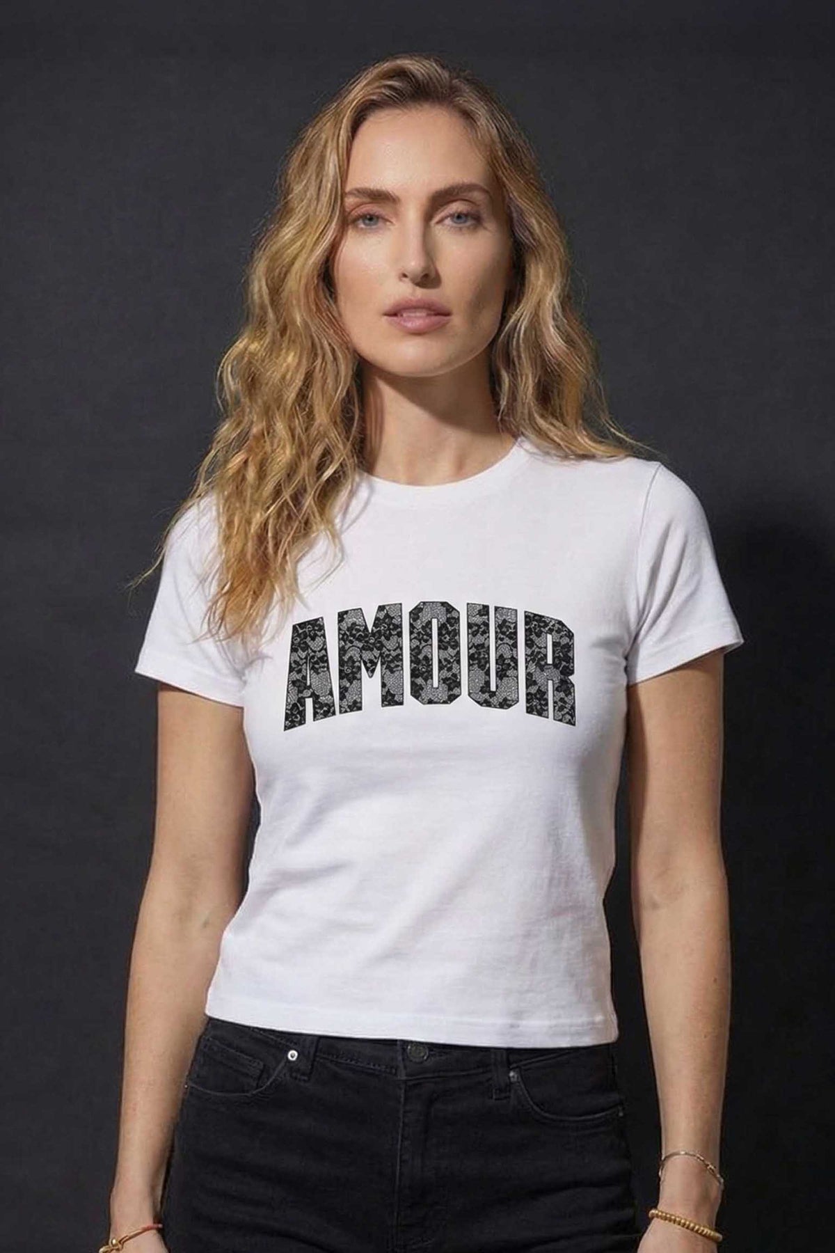 220GSM Amour Lace Printed Baby Tee