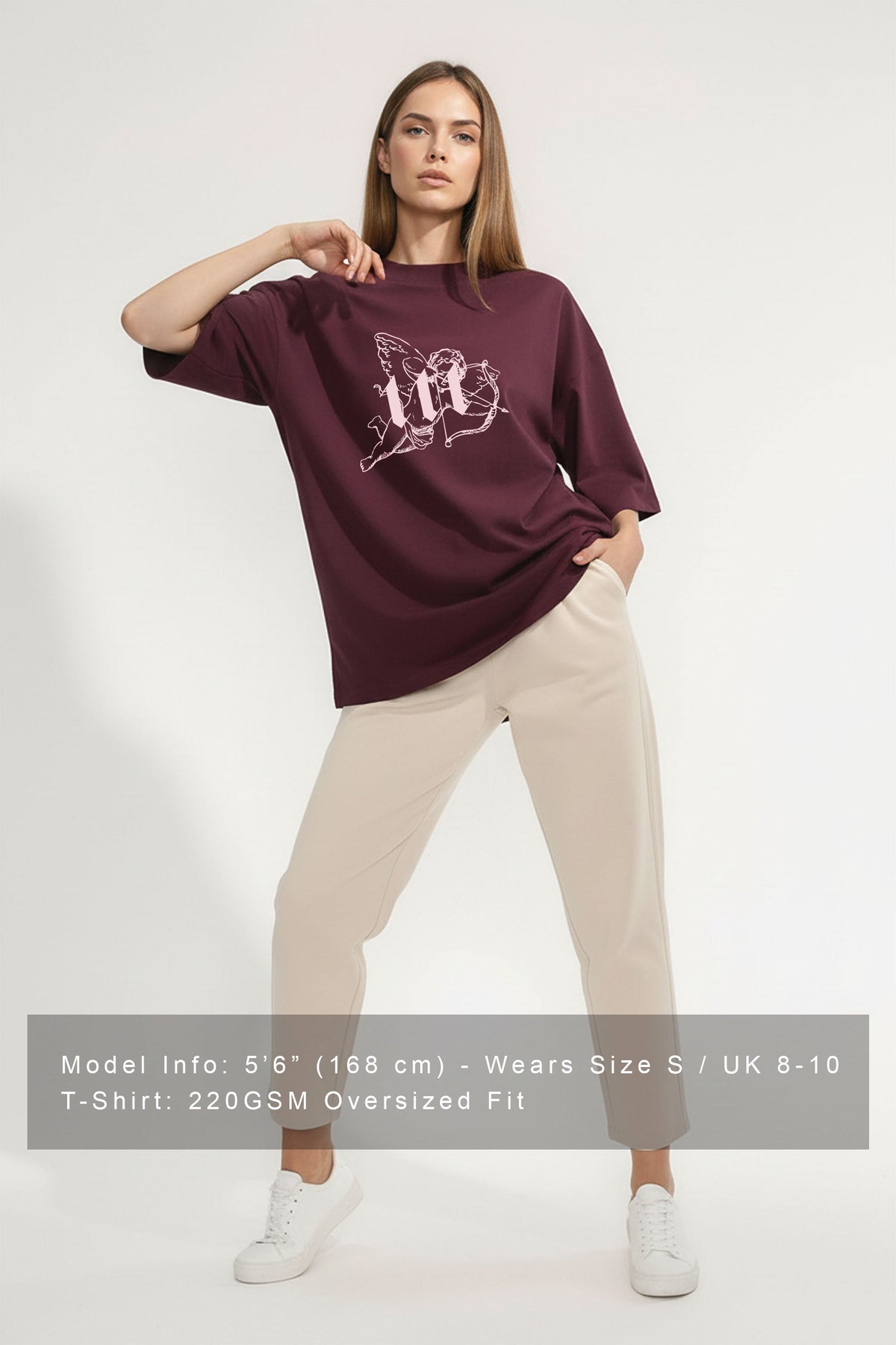 220GSM Oversized T-Shirt in Cupid 111 Angel Graphic Print