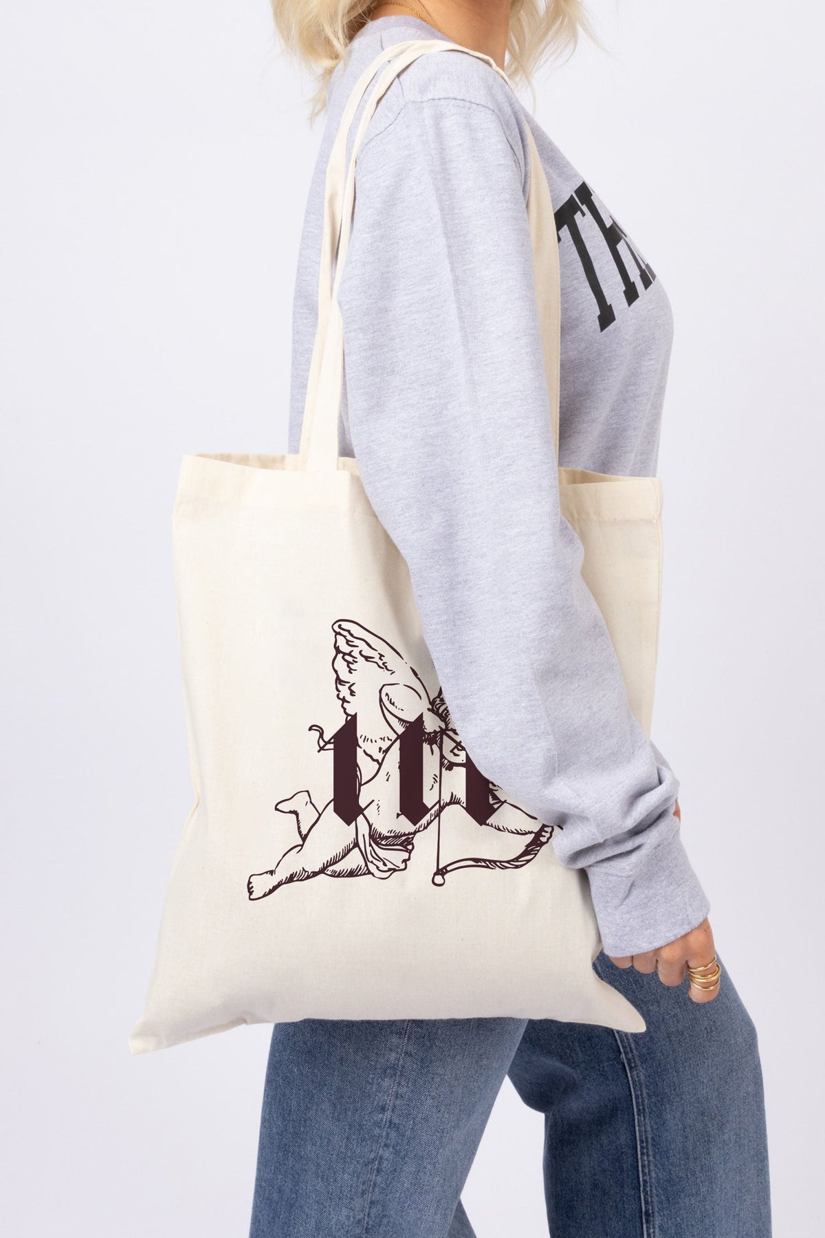Cupid 111 Angel Graphic Printed Cotton Tote Bag