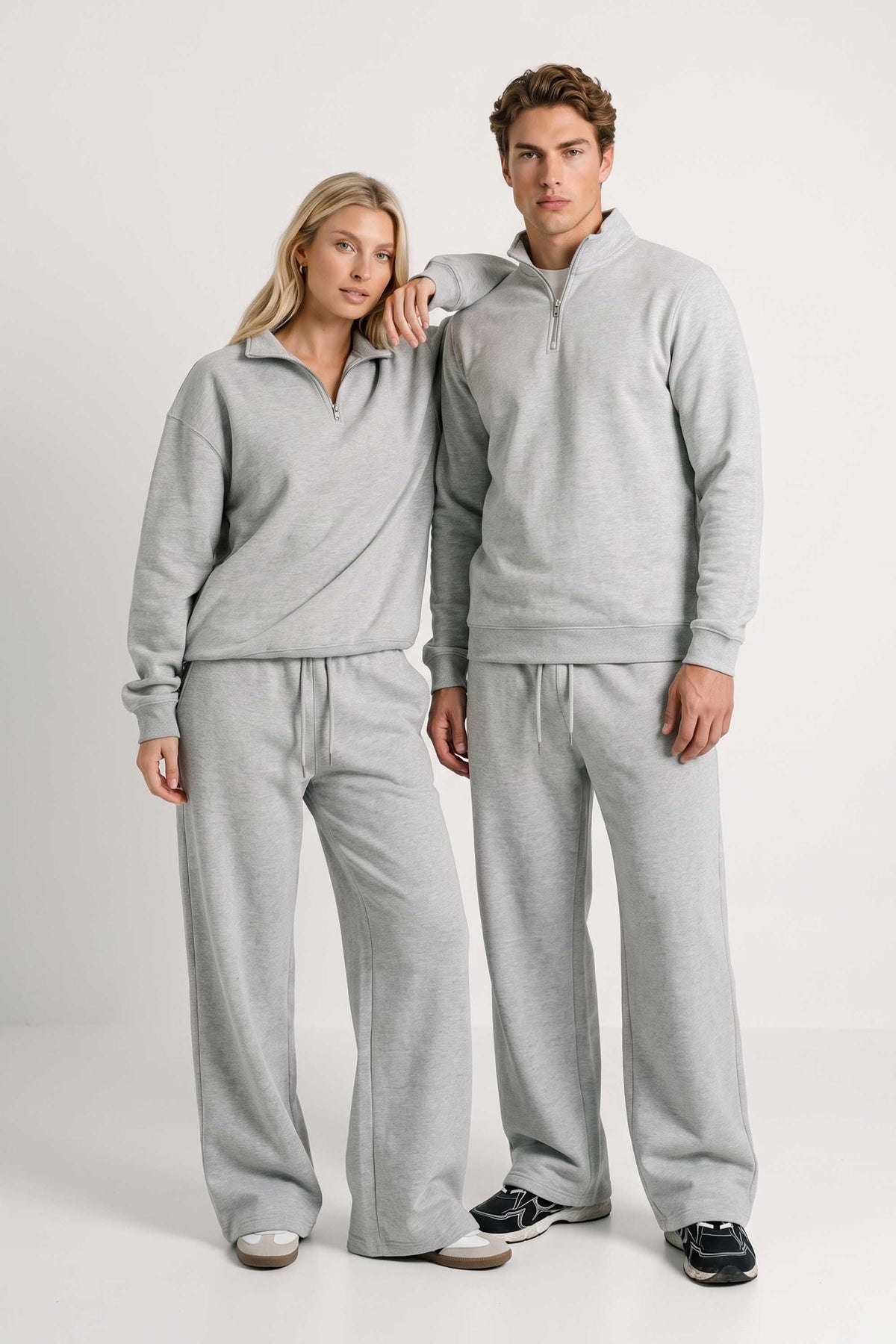Unisex Core 280GSM Regular Fit 1/4 Zip Sweat with wide leg jogger