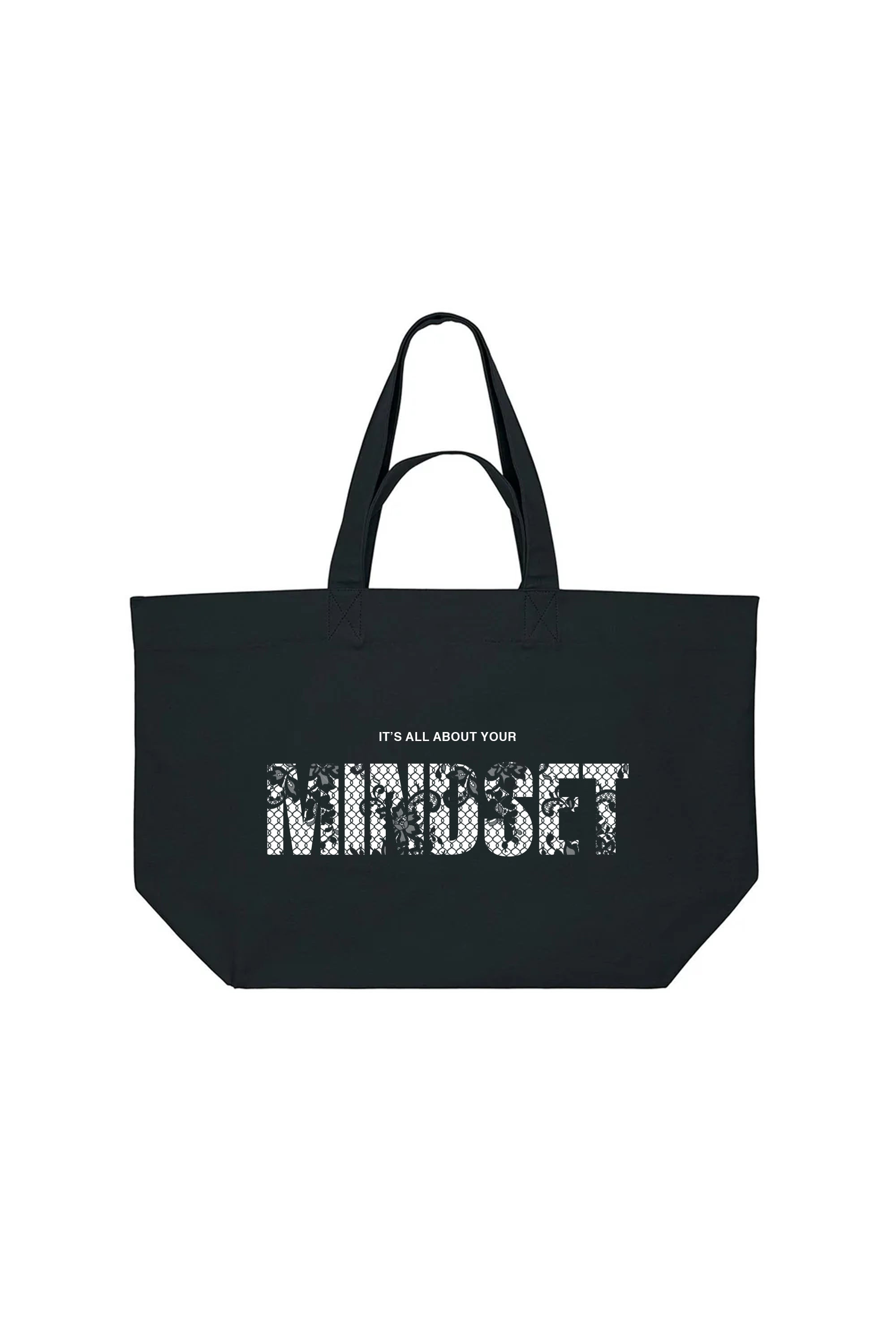 400 GSM Cotton Lace Printed Mindset Quote Graphic Shopper Bag