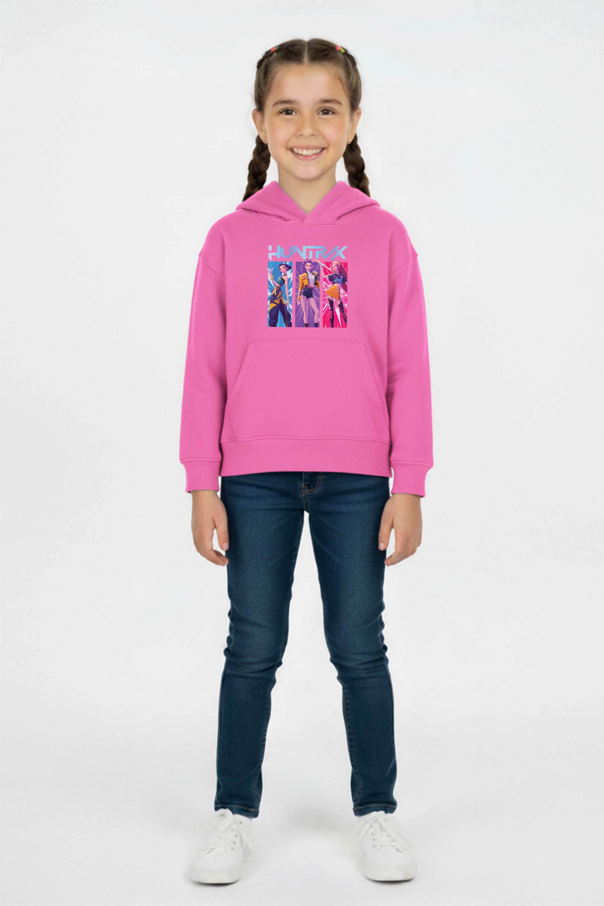 Kids K-Pop Girl Trio Graphic Printed Hoodie