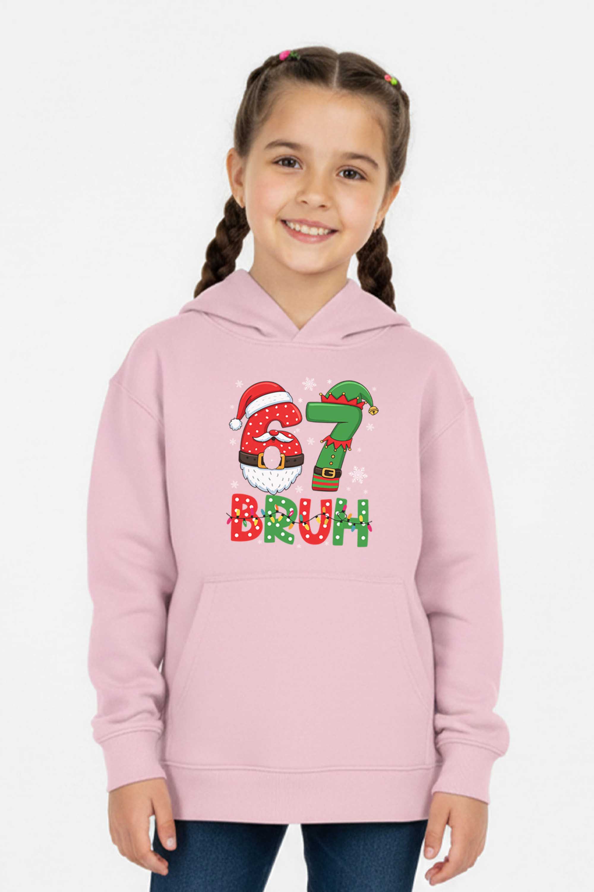 Kids 67 BRUH Christmas Graphic Printed Hoodie