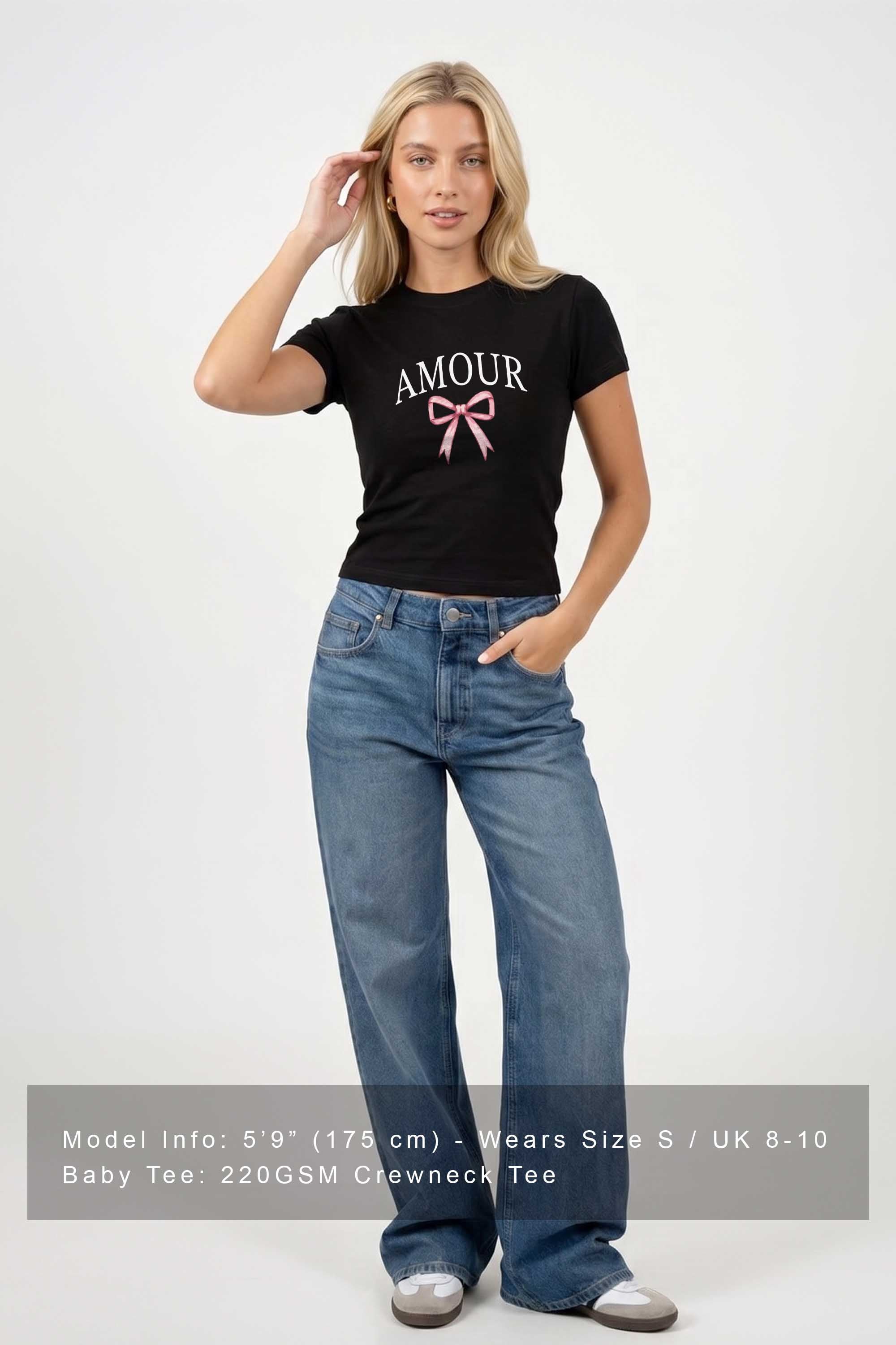 220GSM Amour Bow Printed Baby Tee