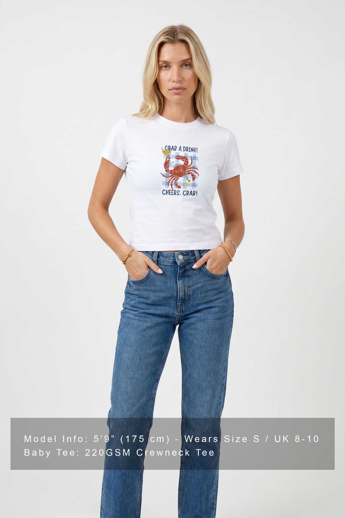 220GSM Crab a Drink Printed Baby Tee