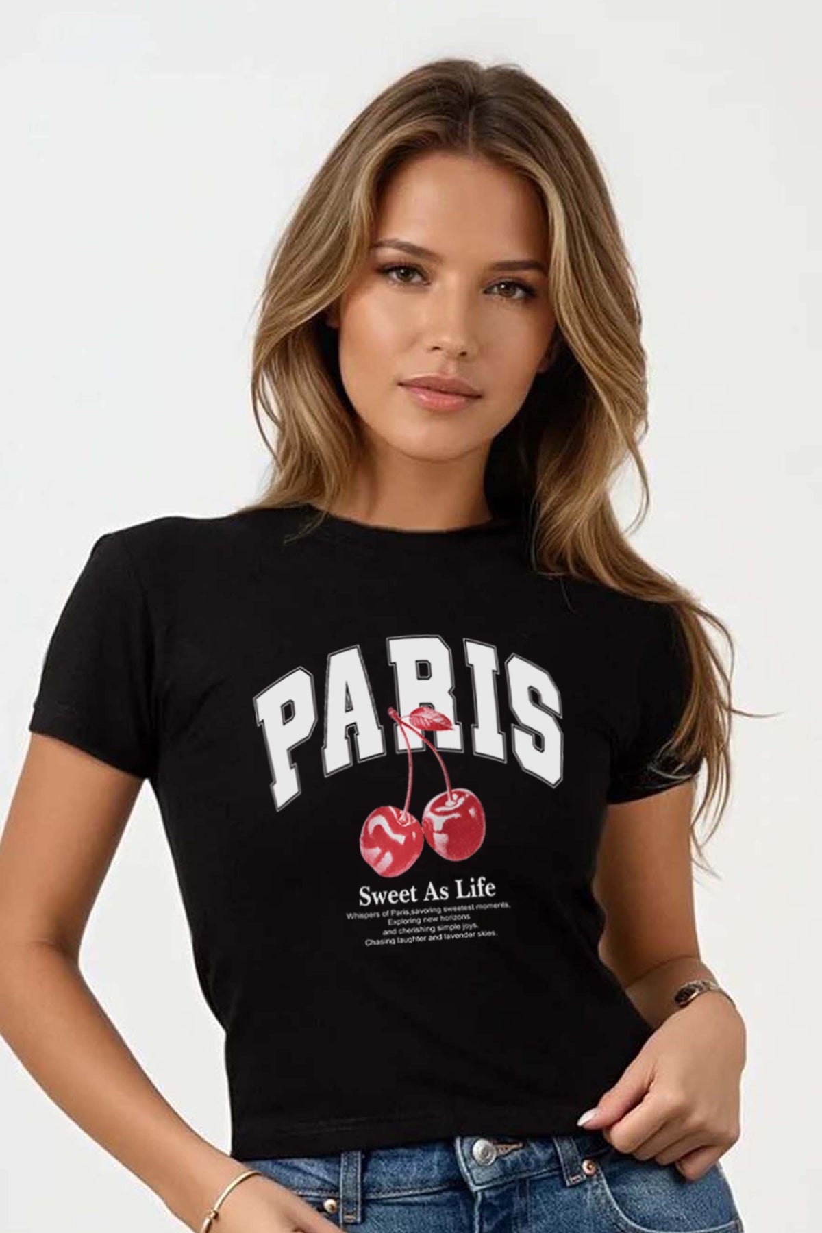 220GSM Paris Cherry Printed Baby Tee