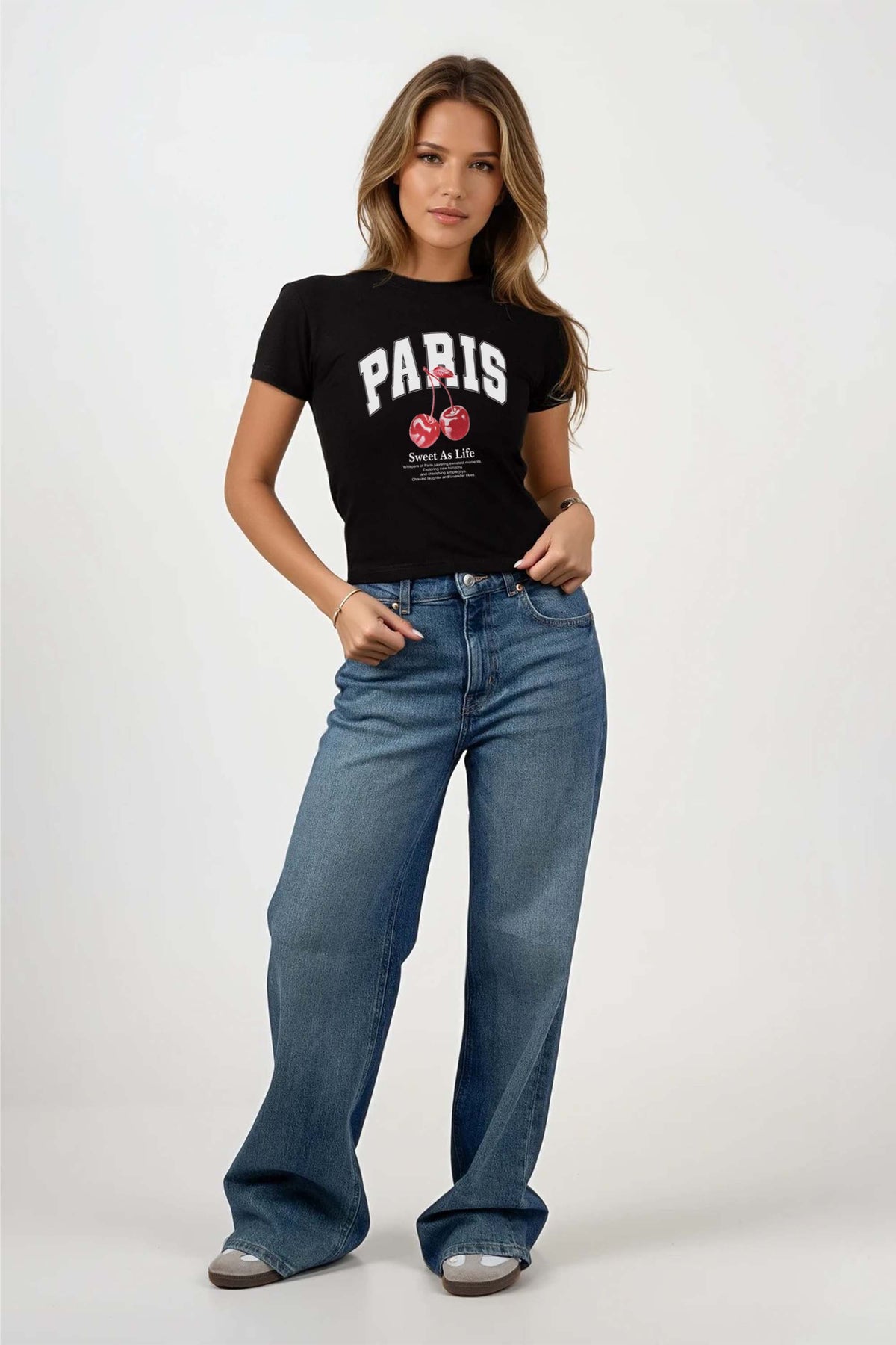 220GSM Paris Cherry Printed Baby Tee