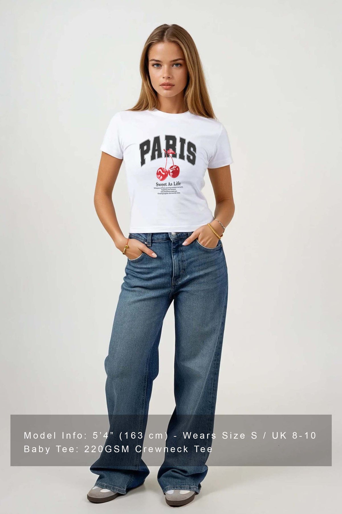 220GSM Paris Cherry Printed Baby Tee