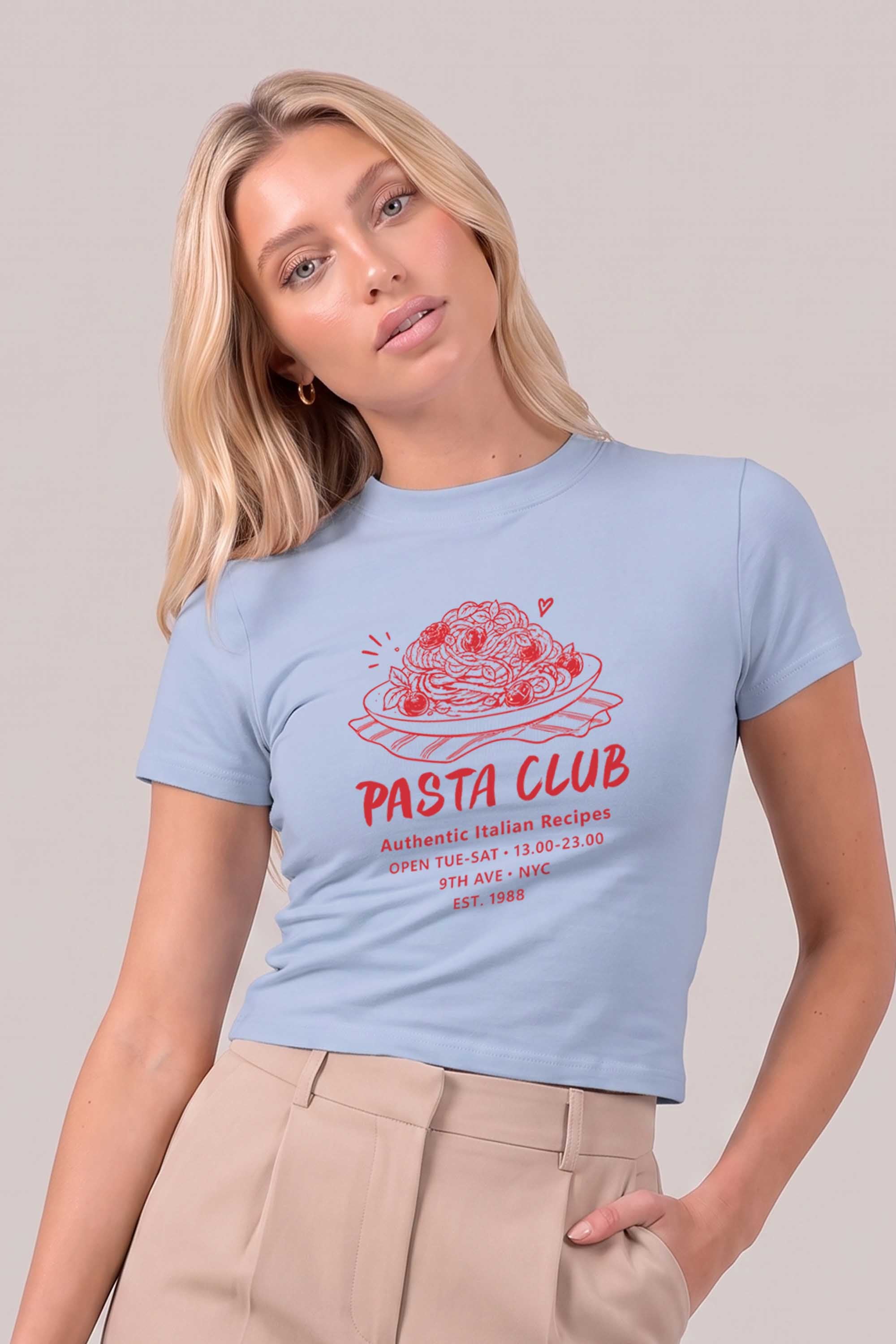 220GSM Pasta Club Printed Baby Tee