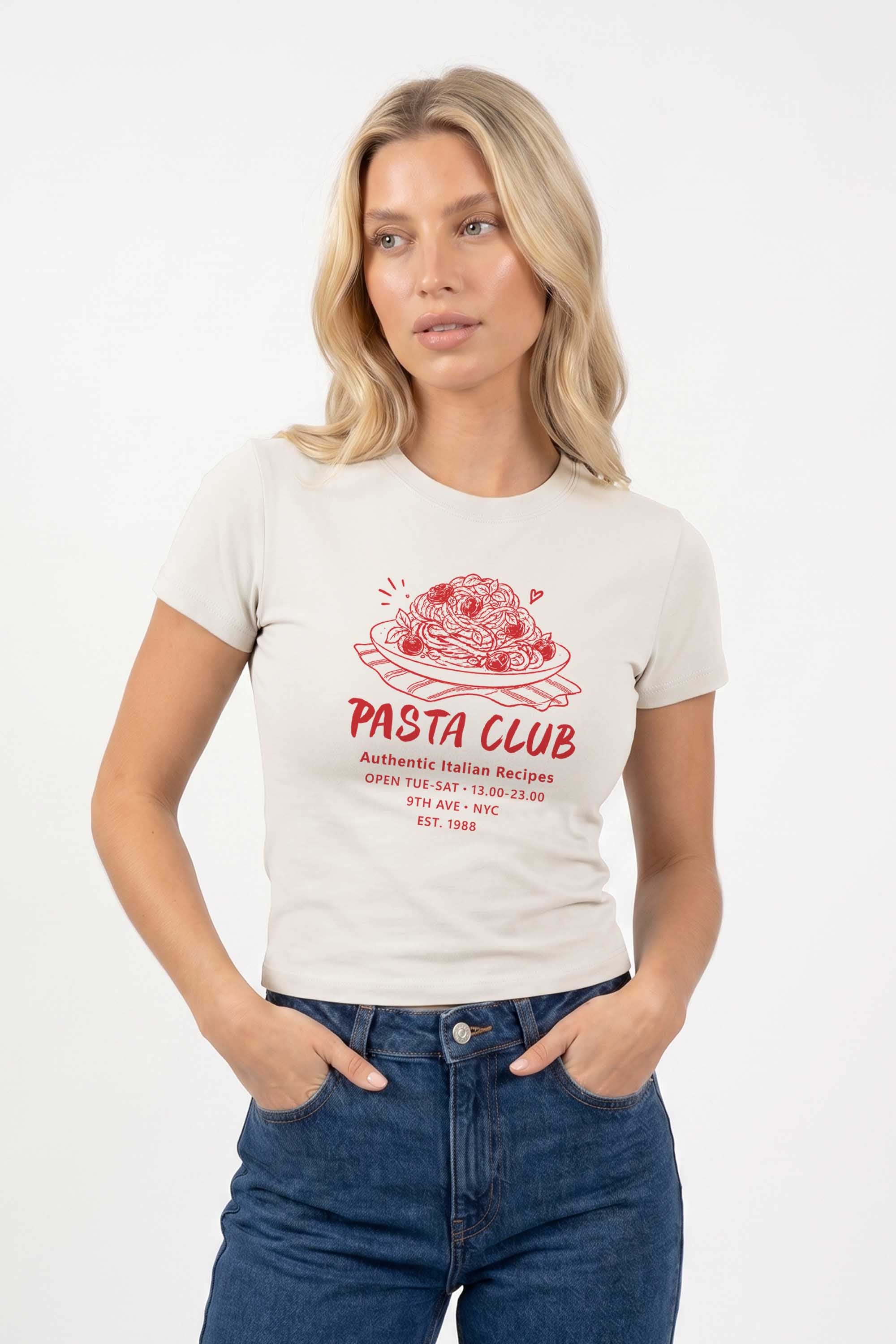 220GSM Pasta Club Printed Baby Tee