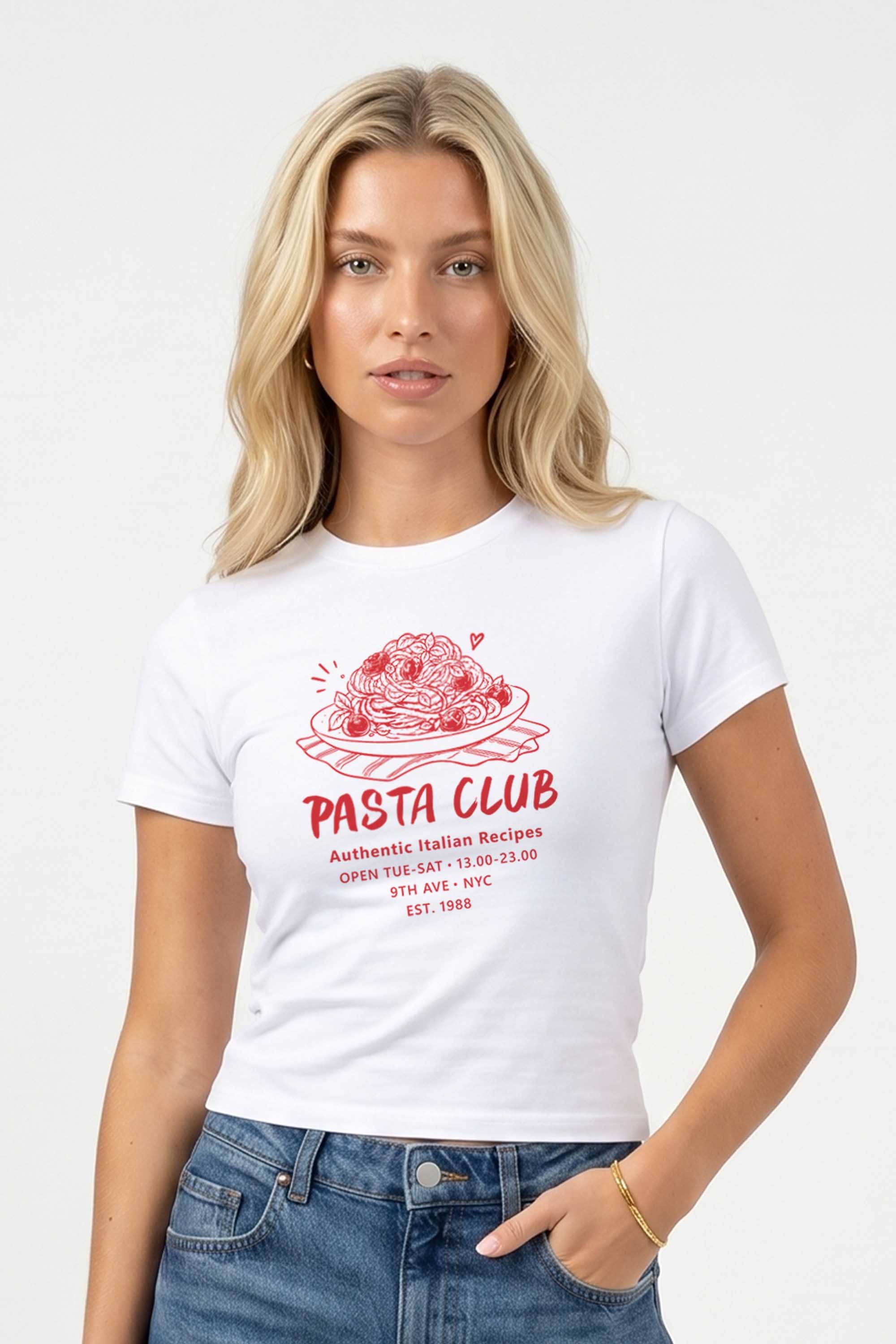 220GSM Pasta Club Printed Baby Tee