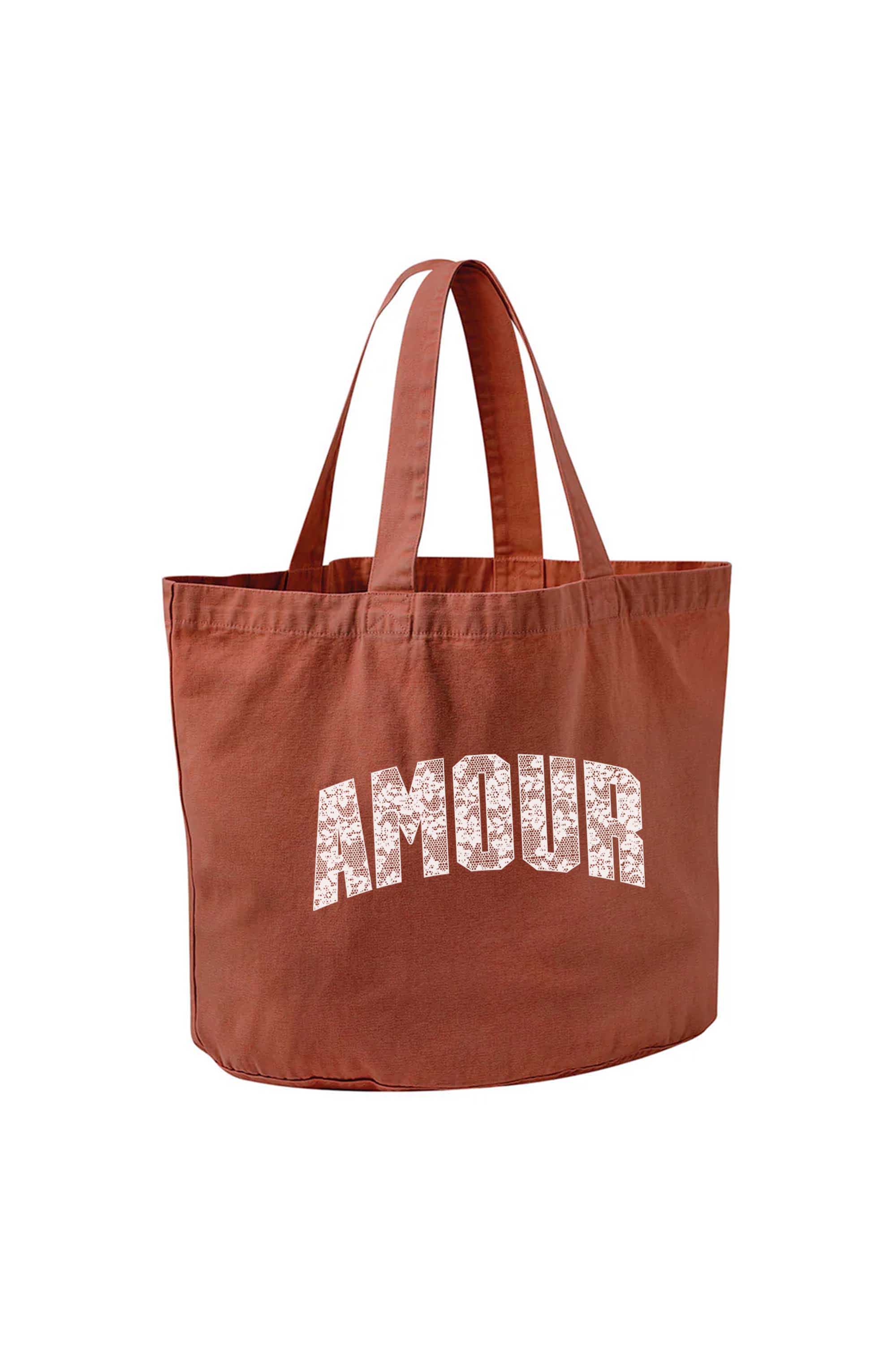 340gsm Acid Washed Oversized Amour Lace Printed Cotton Tote Bag