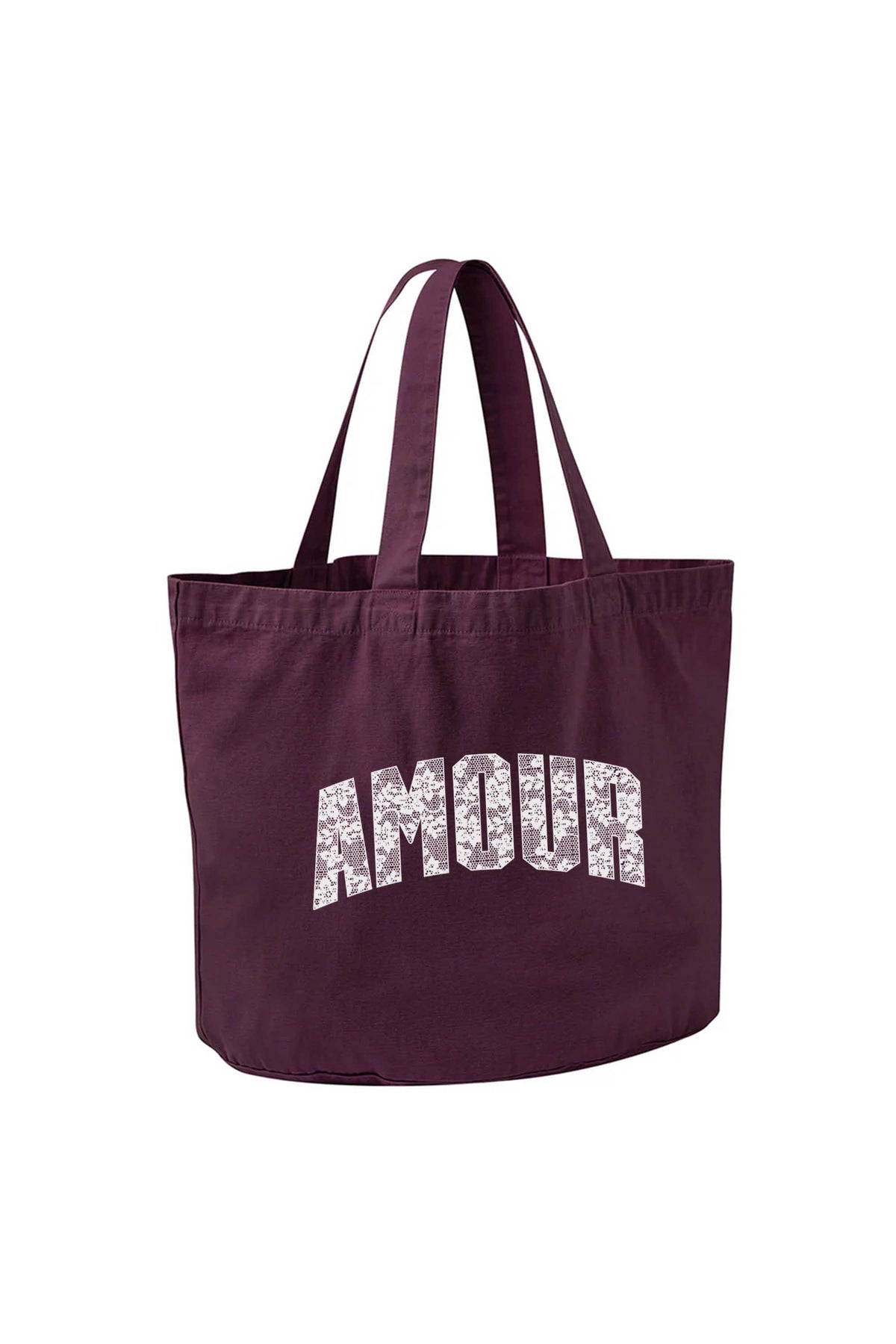 340gsm Acid Washed Oversized Amour Lace Printed Cotton Tote Bag