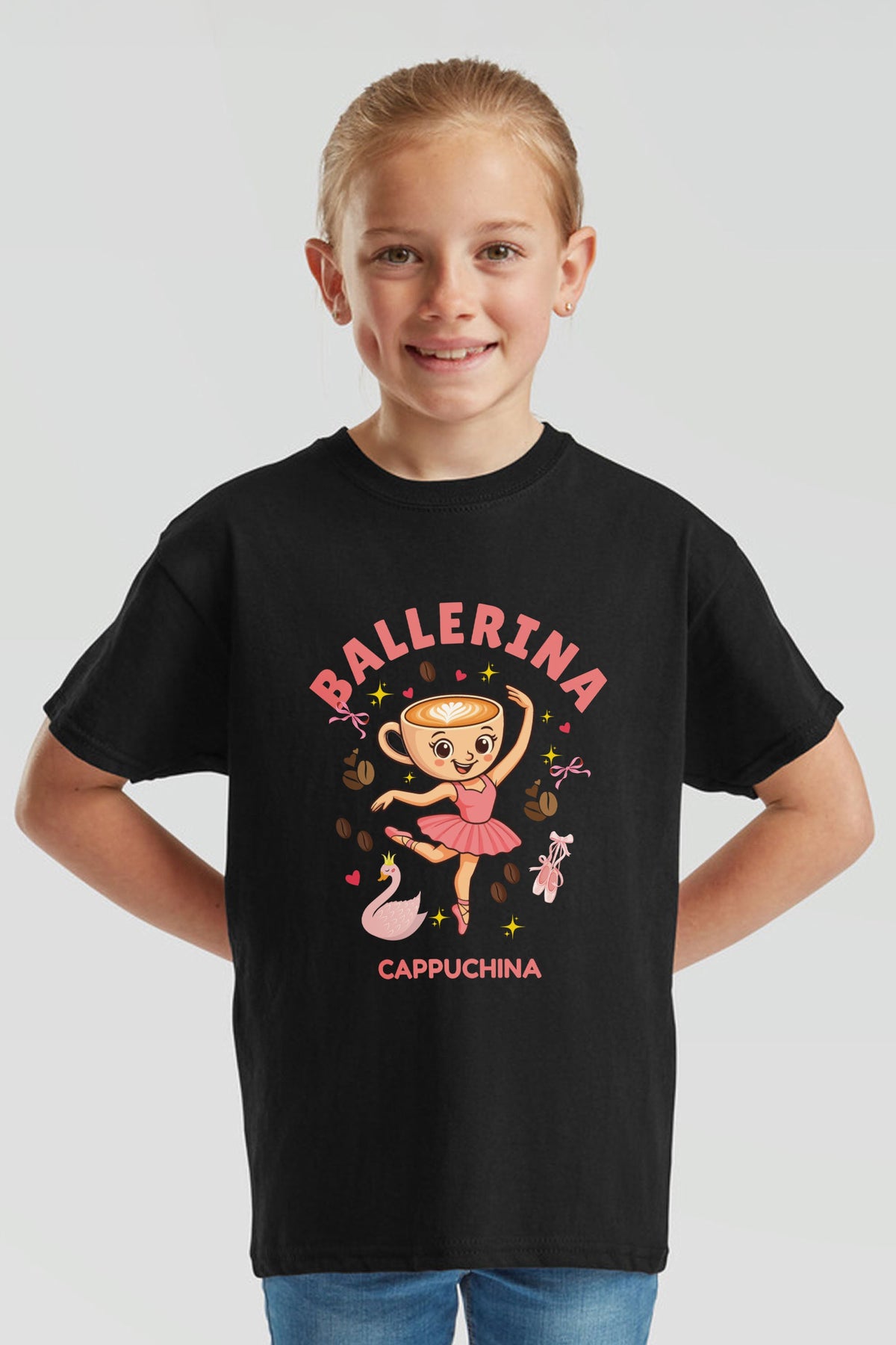 Kids Ballerina Cappuchina Brainrot Printed T-Shirt