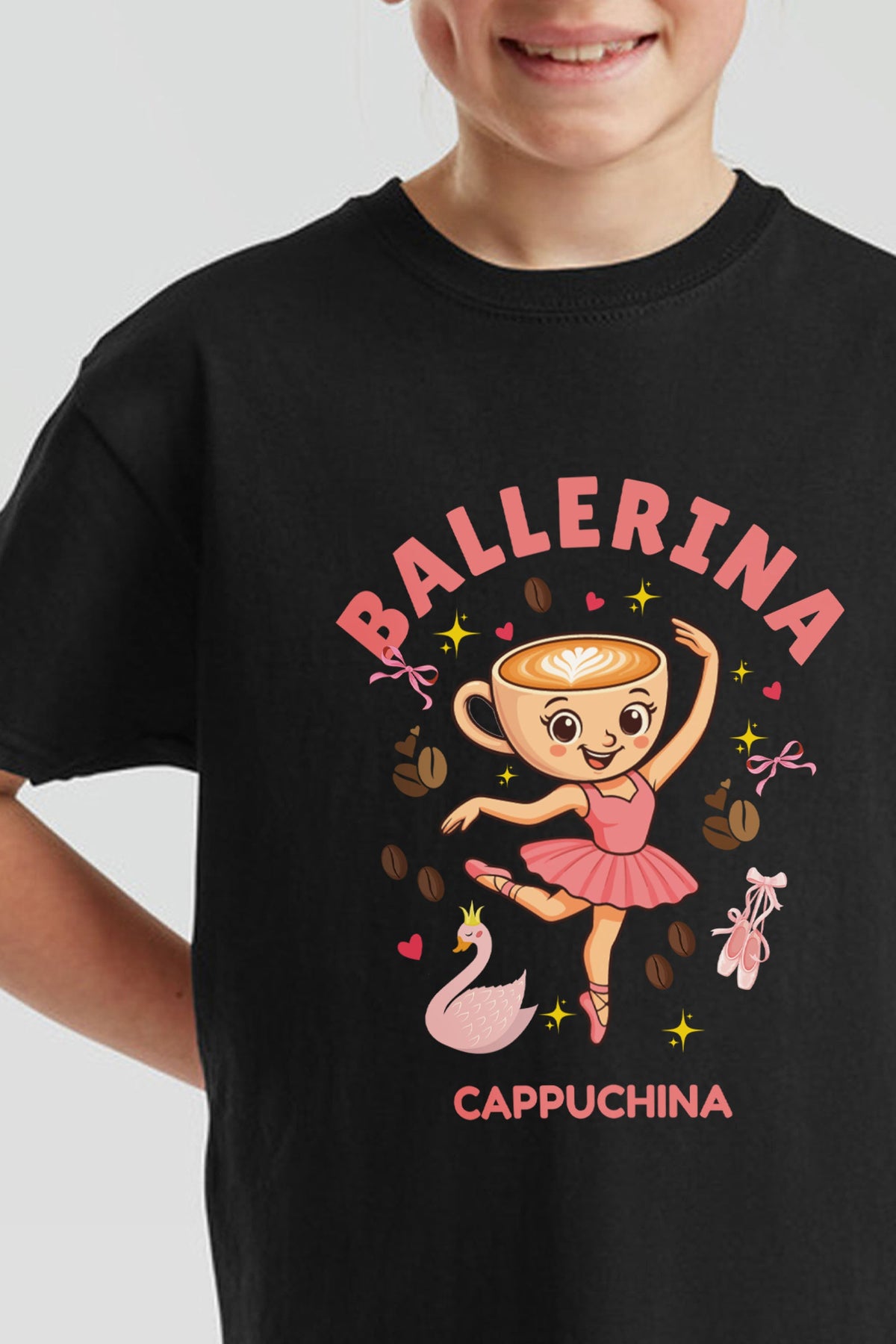 Kids Ballerina Cappuchina Brainrot Printed T-Shirt