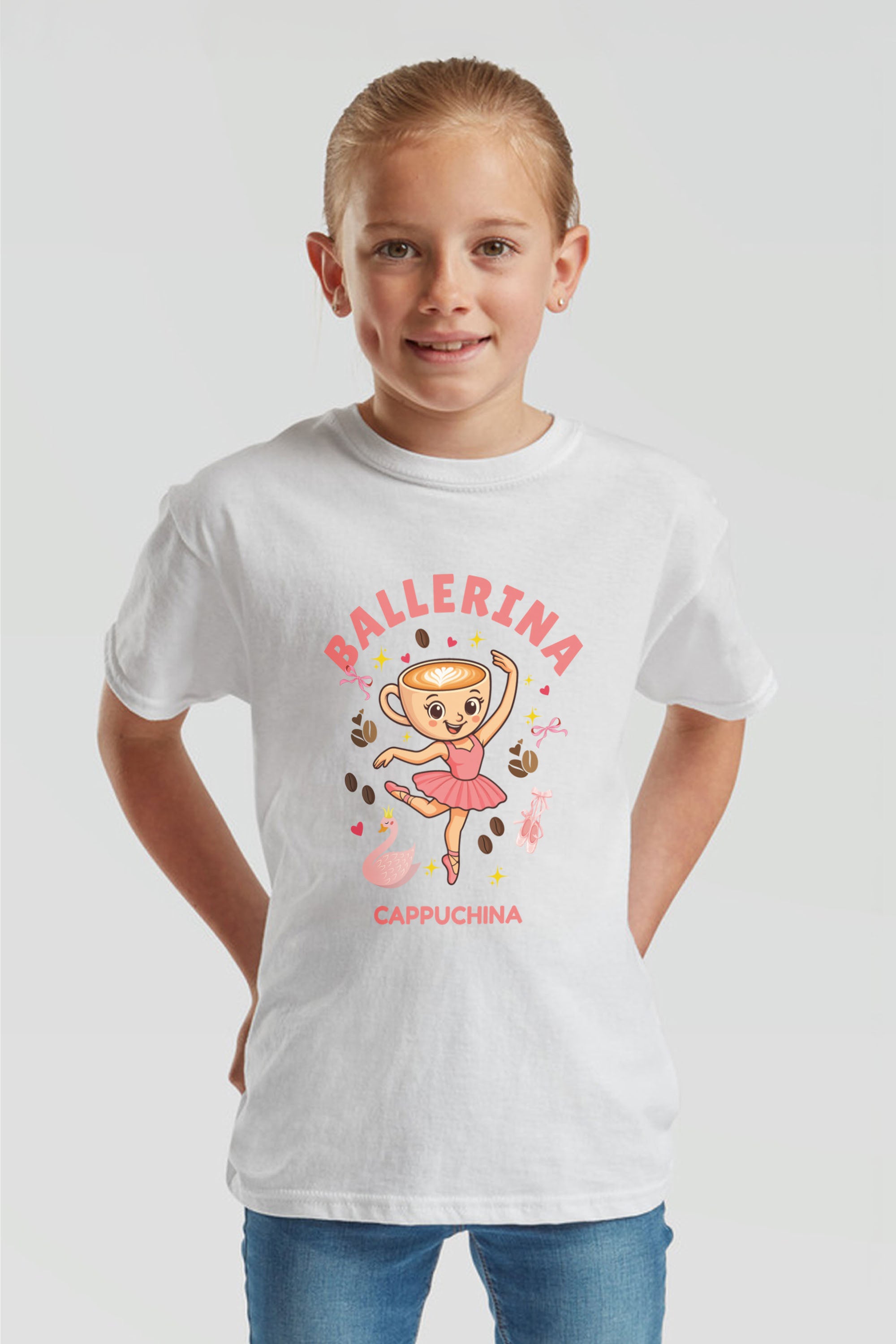 Kids Ballerina Cappuchina Brainrot Printed T-Shirt