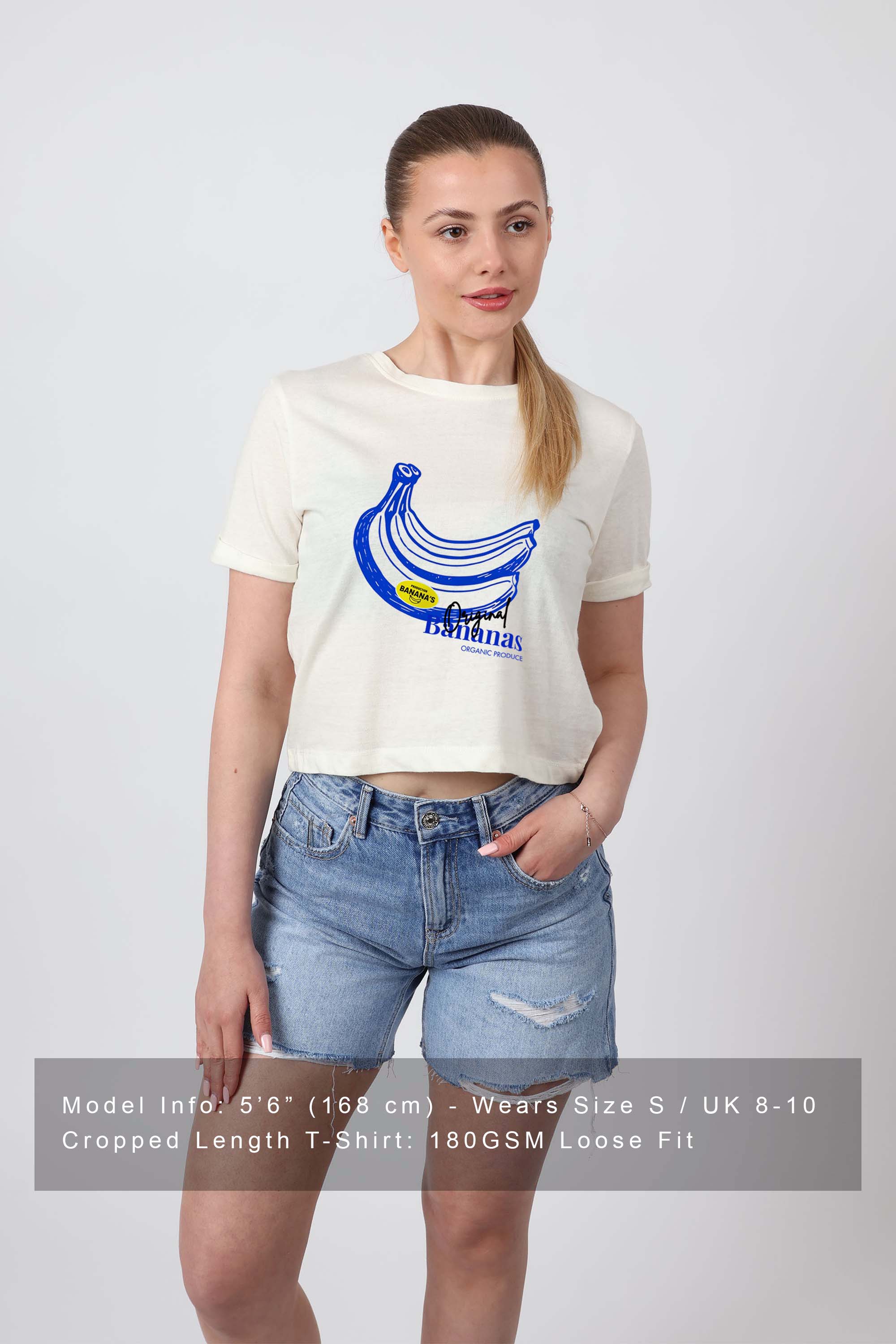 Cropped T-Shirt In Banana Print (Pack Of 6)