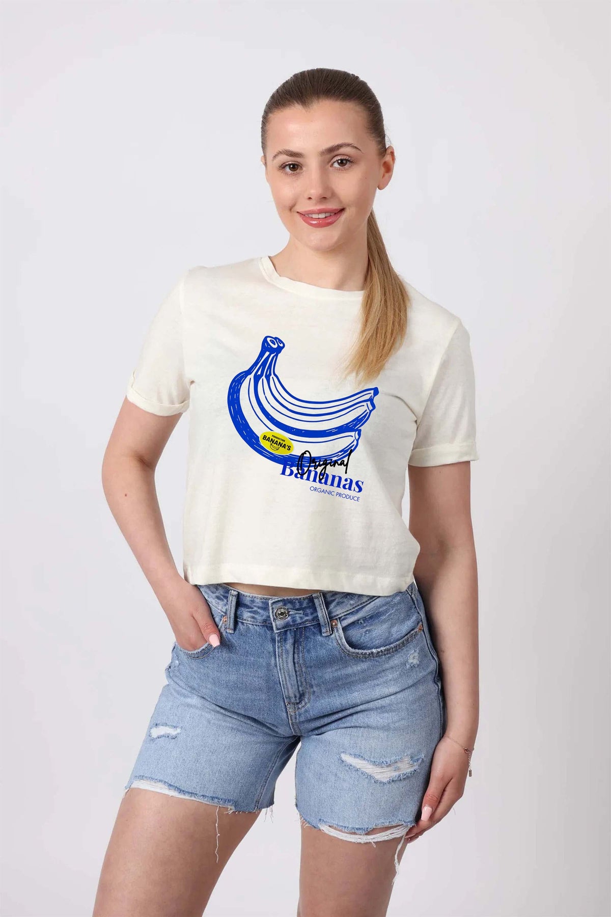 Cropped T-Shirt In Banana Print (Pack Of 6)