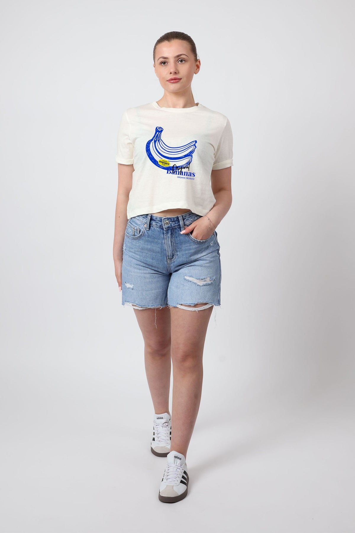 Cropped T-Shirt In Banana Print (Pack Of 6)