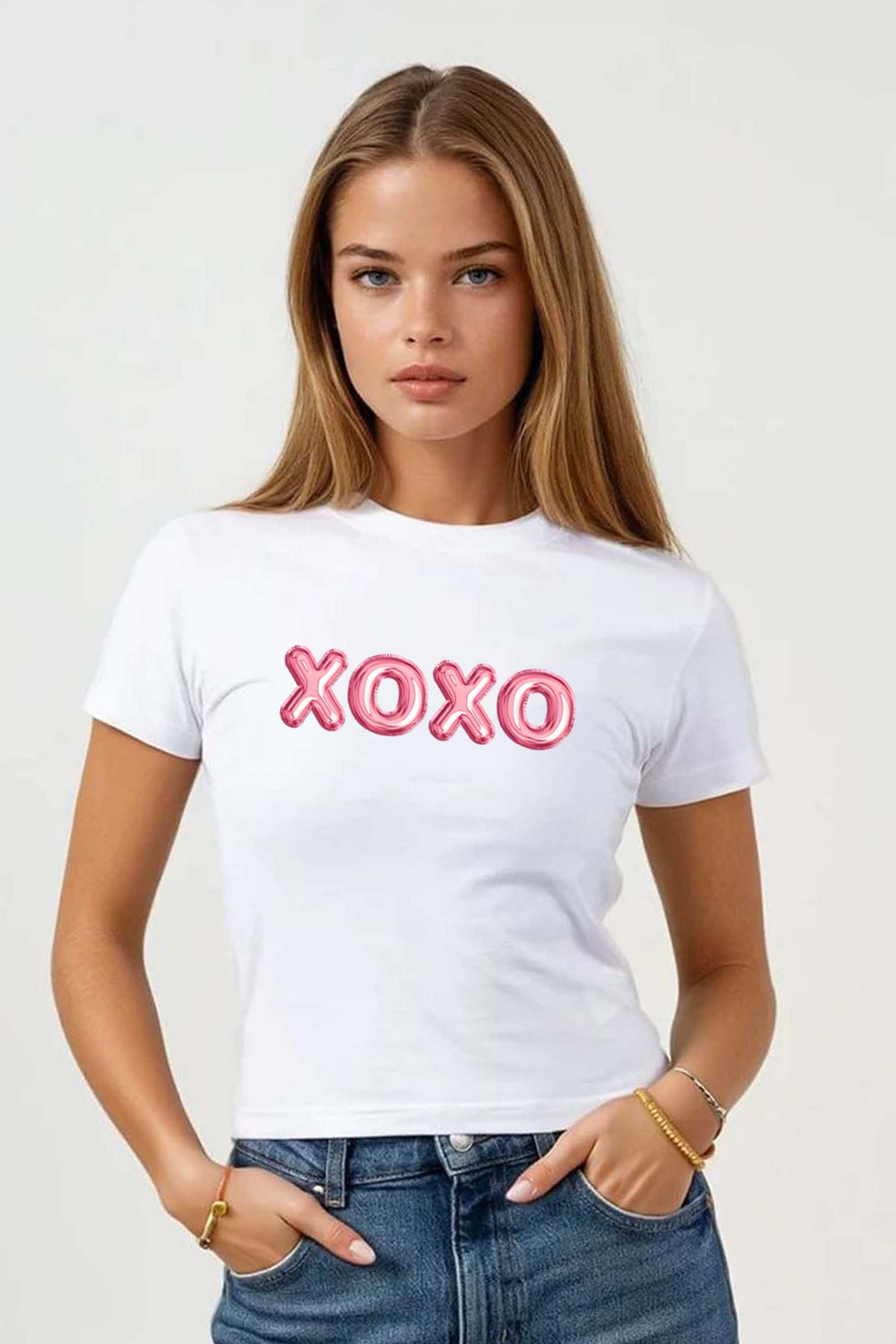 220GSM Valentine XOXO Printed Baby Tee (Pack of 6)