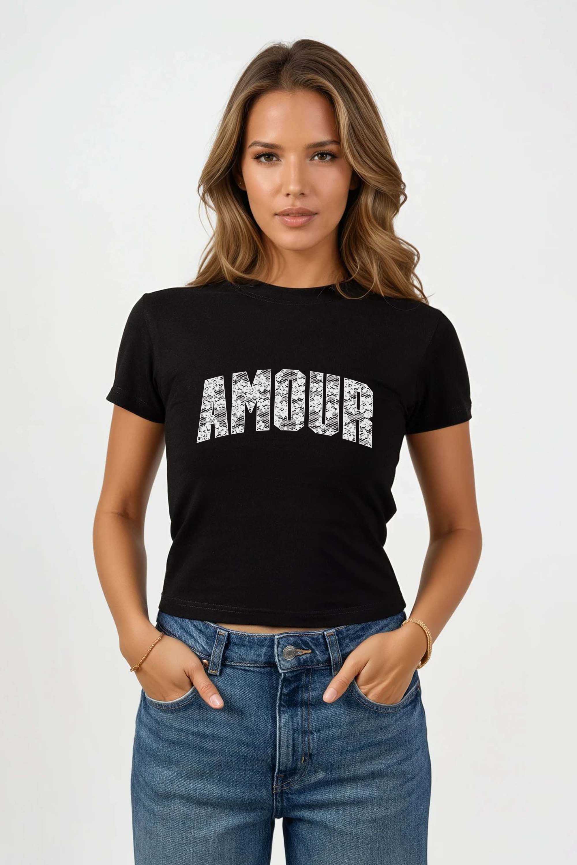 220GSM Amour Lace Printed Baby Tee
