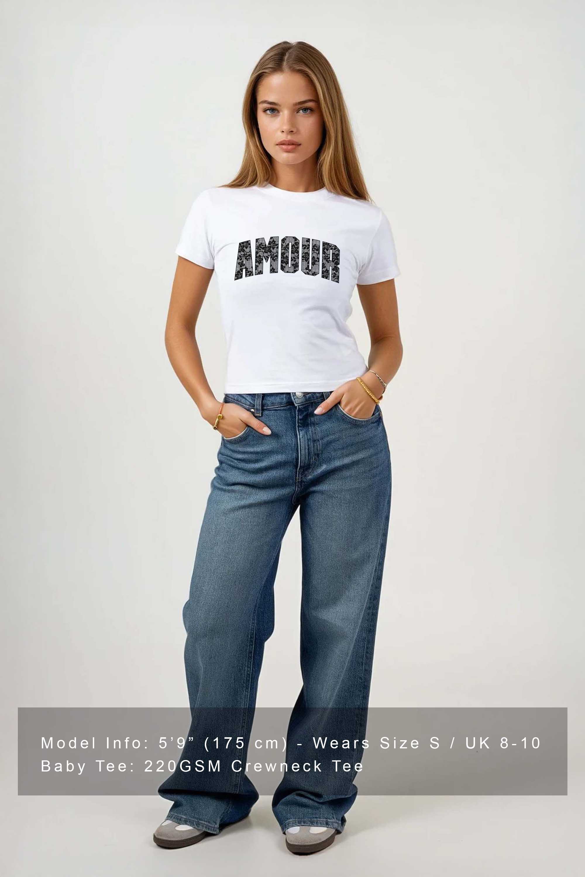 220GSM Amour Lace Printed Baby Tee